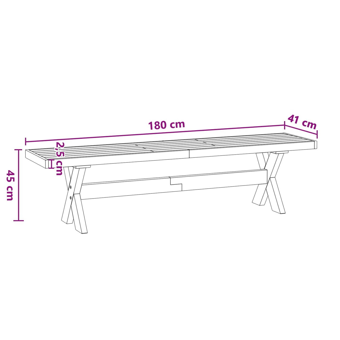 Dining Bench NOAIN 180 x 41 x 45 cm Solid Pine Wood Black