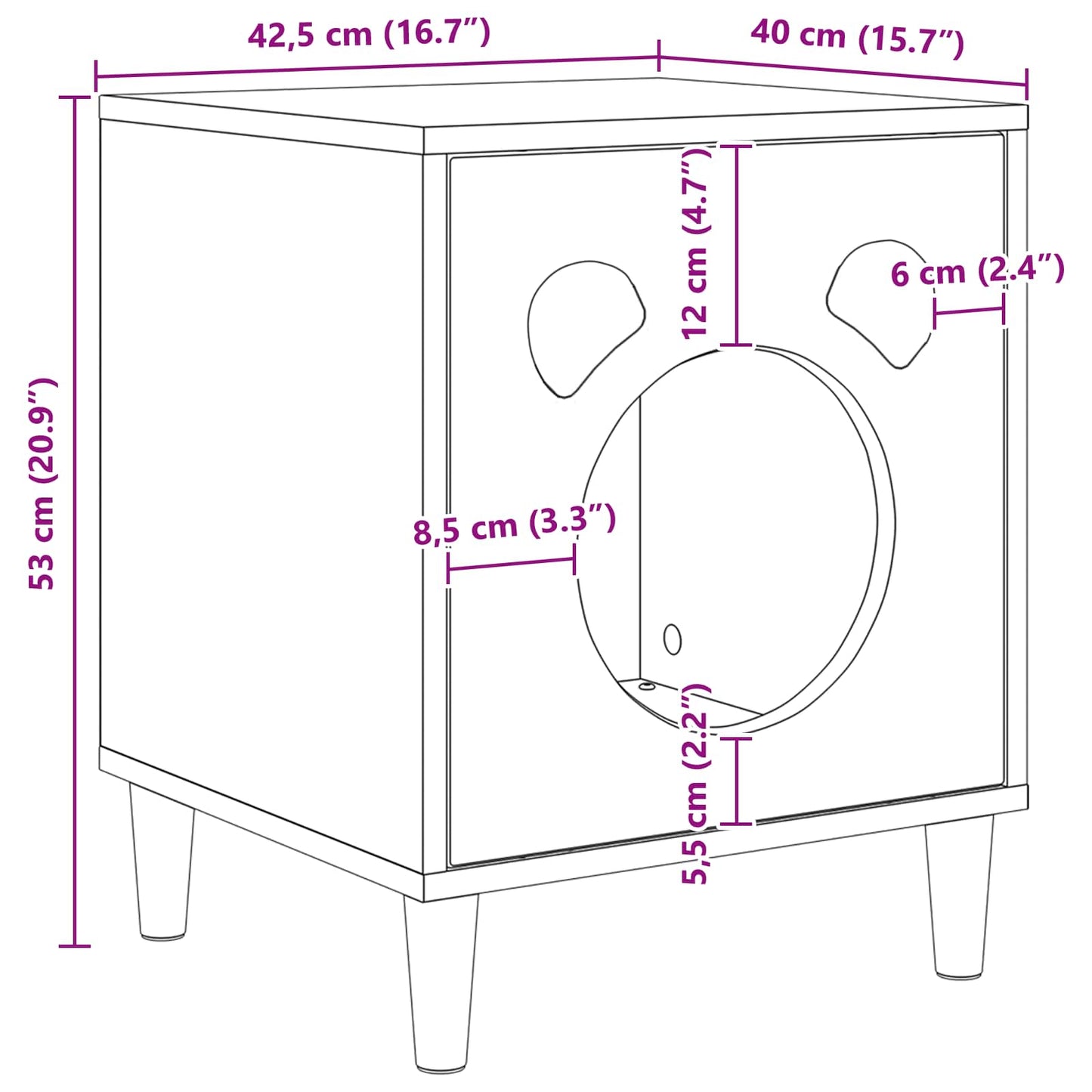 Cat House Black 42.5 x 40 x 53 cm Engineered Wood