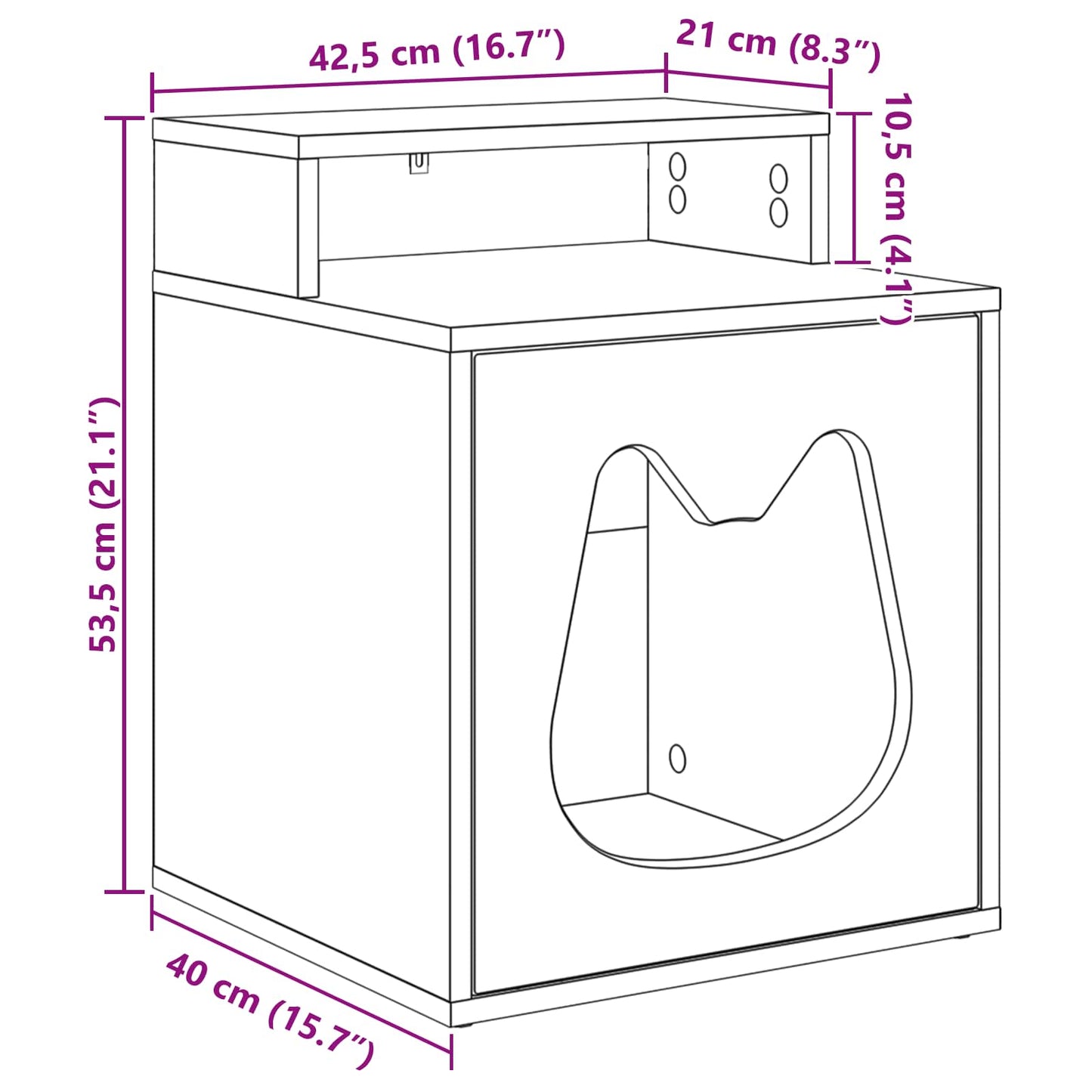 Cat House Gloss White 42.5 x 40 x 53.5 cm Engineered Wood