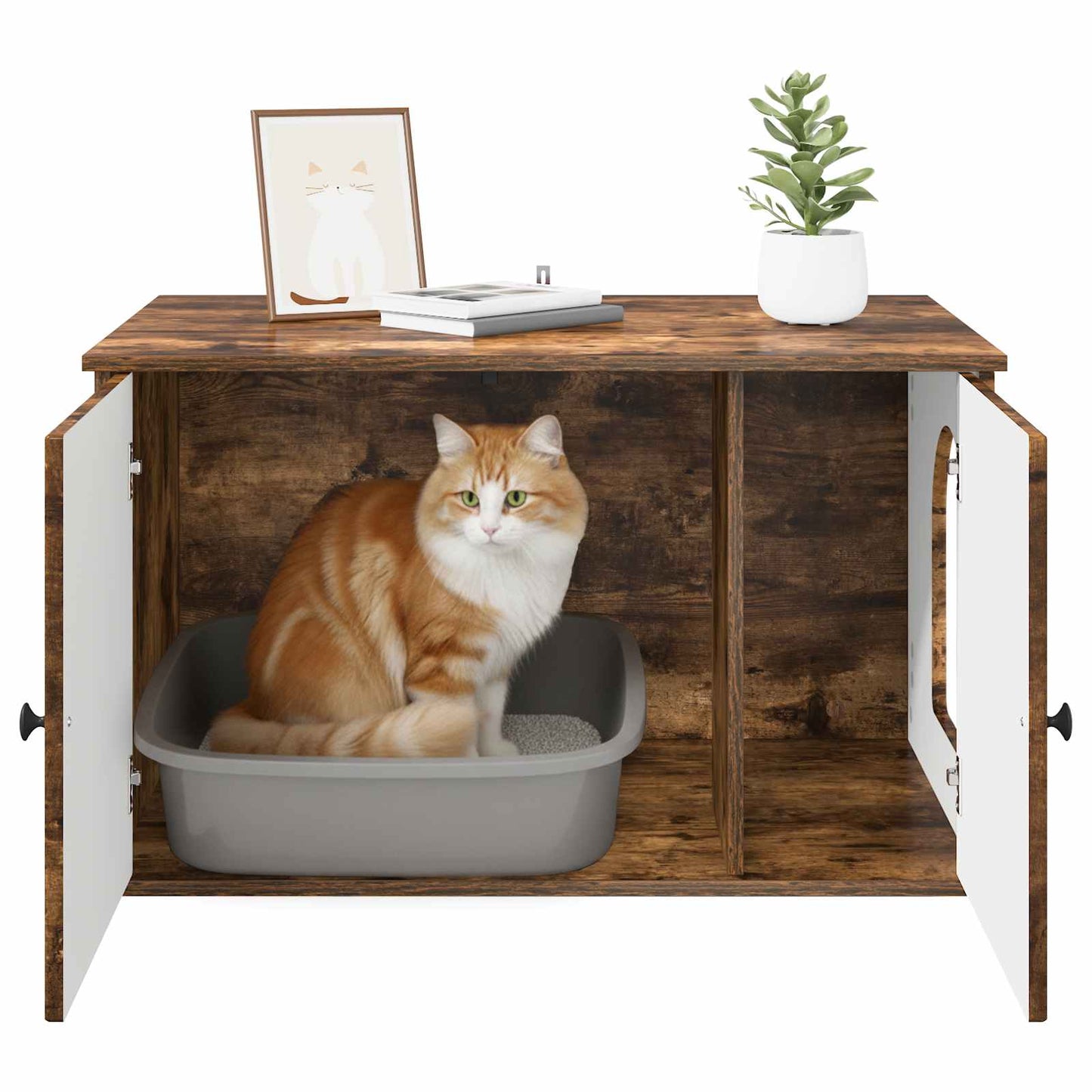 Cat House Smoked Oak 85 x 55 x 50 cm Engineered Wood