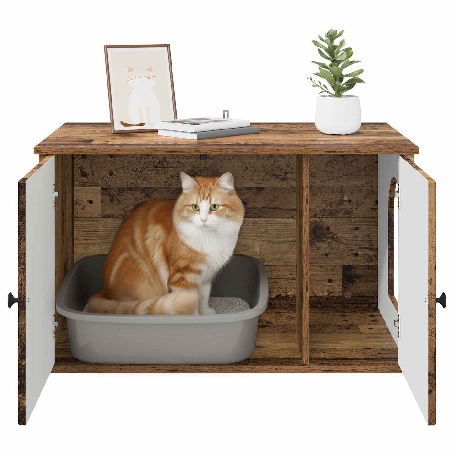 Cat House Old Wood 85 x 55 x 50 cm Engineered Wood