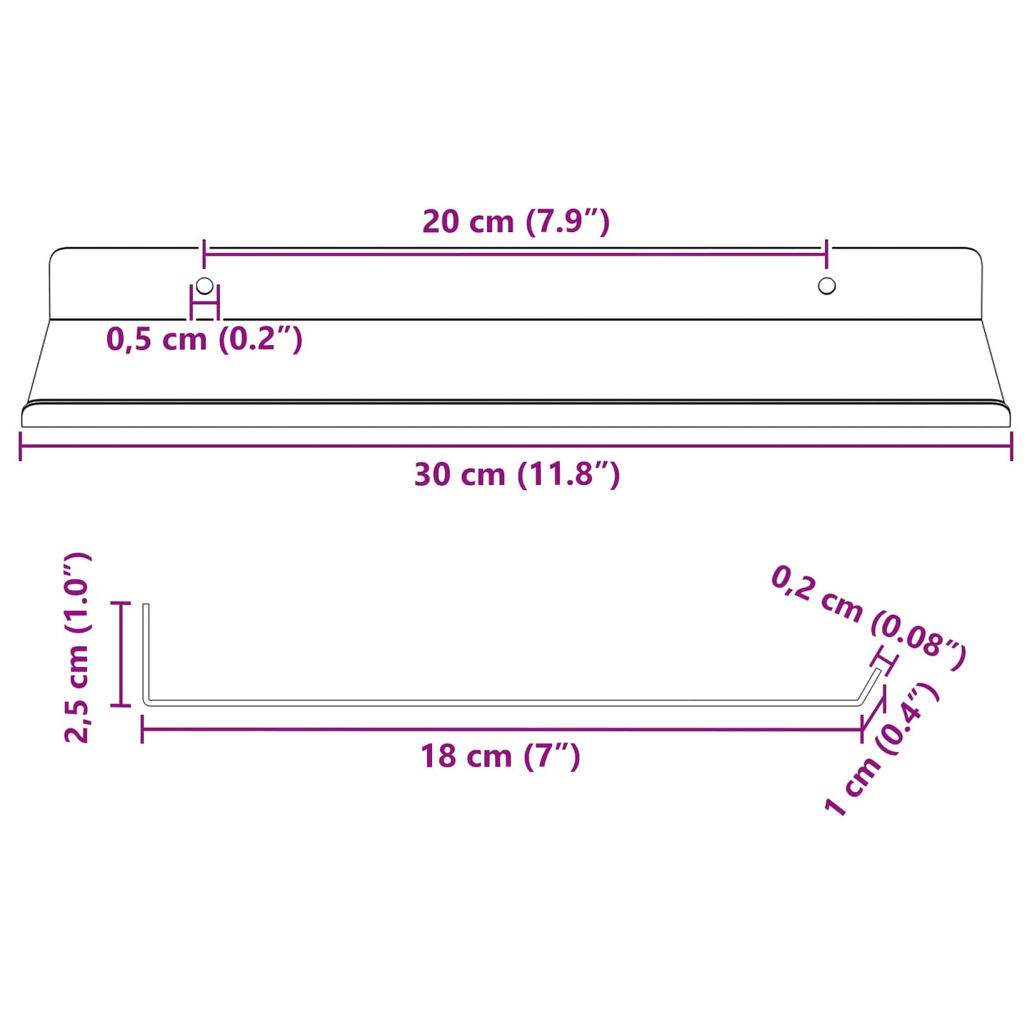 Floating Shelf 2 pcs Mustard Yellow 30 x 18 x 2.5 cm Steel