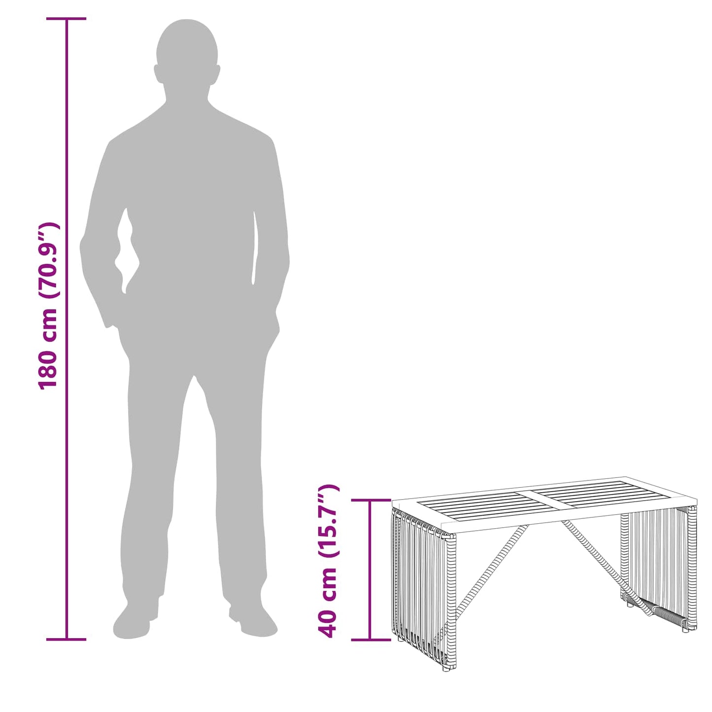 Outdoor Table Black and Brown 80 x 40 x 40 cm Poly Rattan