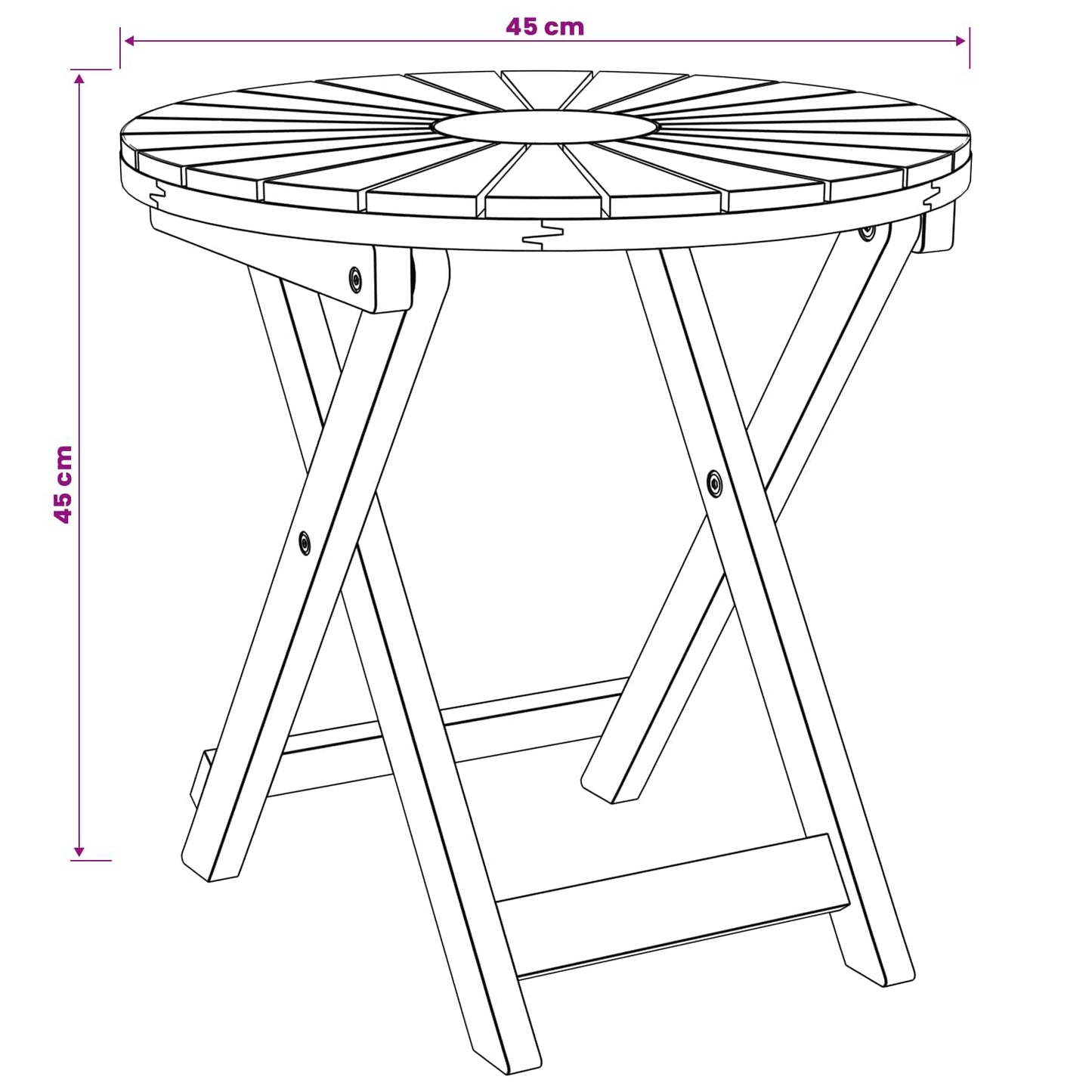 Bistro Table Natural Ø45 x 45 cm Solid Acacia Wood