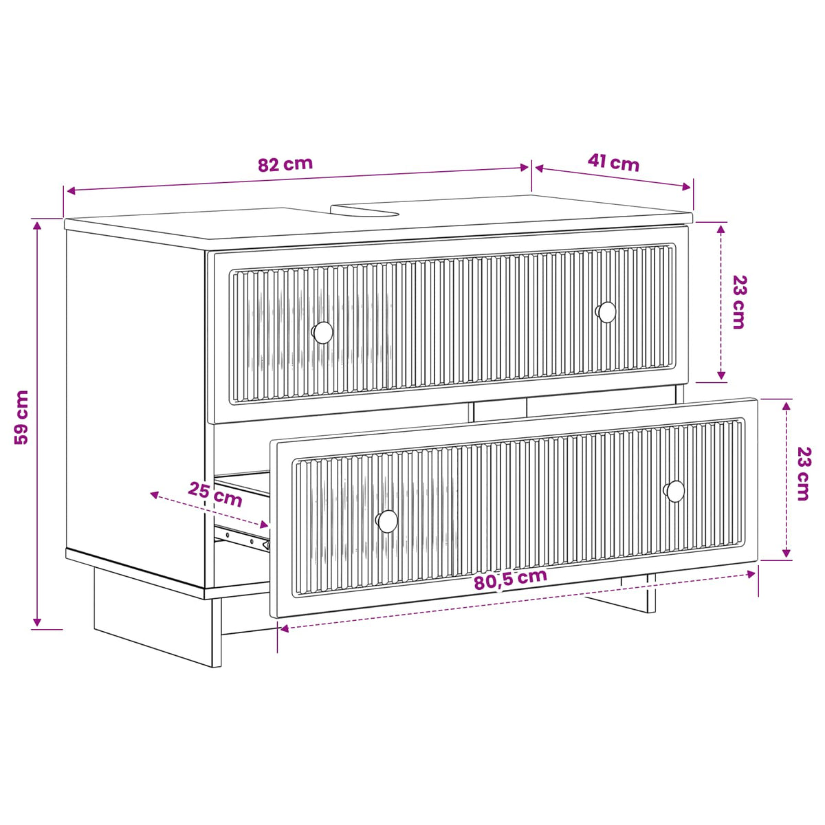 Bathroom Sink Cabinet EDE Smoked Oak 82 x 41x 59 cm