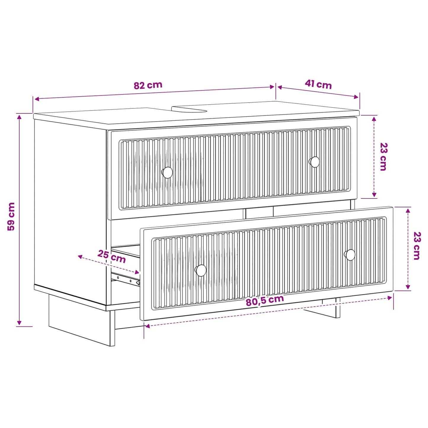 Bathroom Sink Cabinet EDE Grey Sonoma 82 x 41x 59 cm