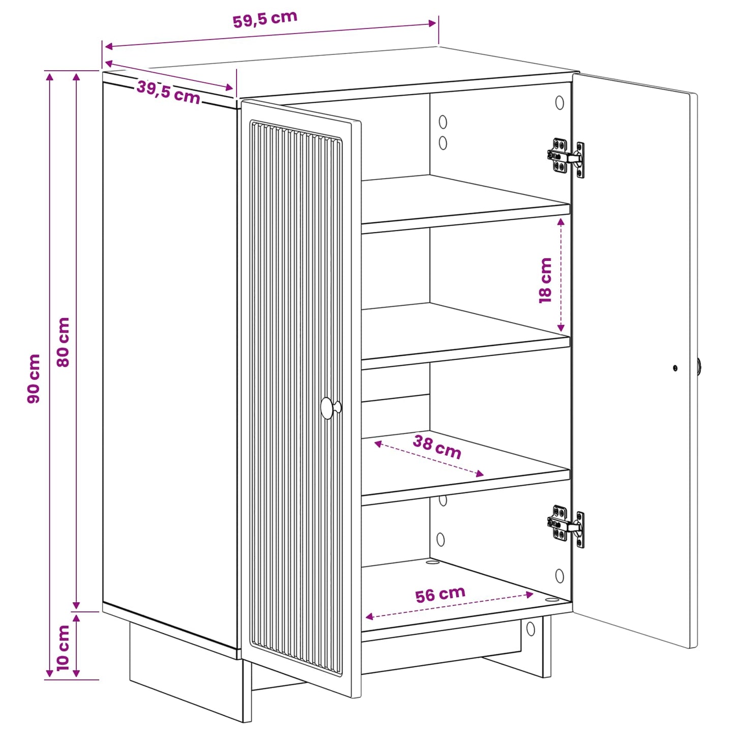Shoe Cabinet EDE 59.5 x 39.5 x 90 cm Engineered Wood