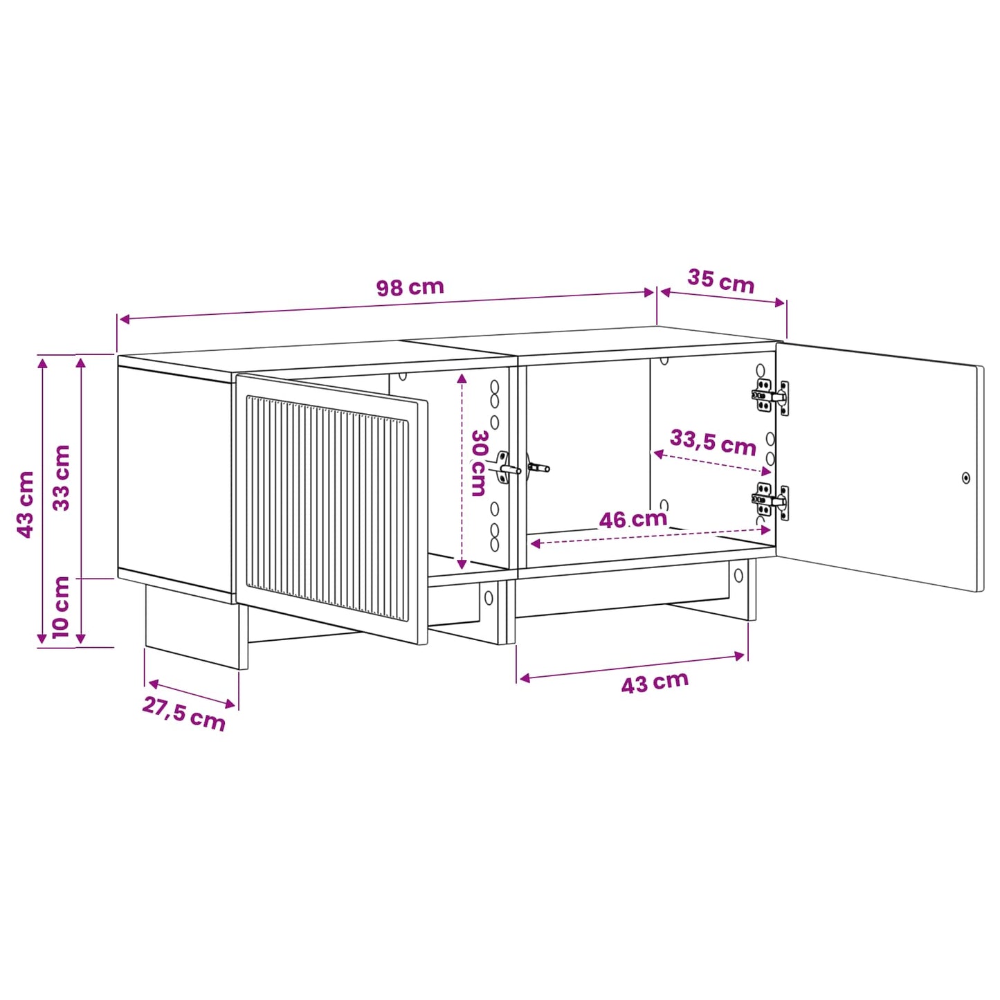 TV Cabinet White Engineered Wood
