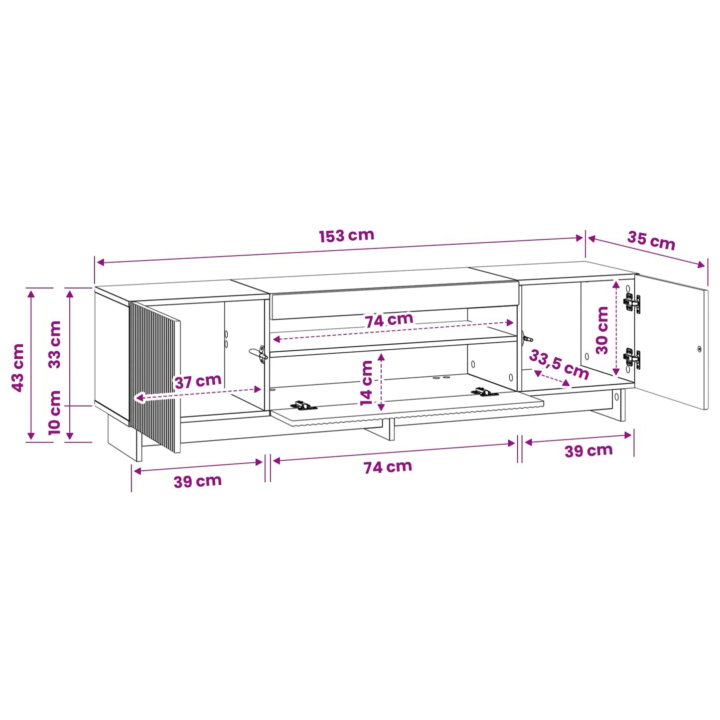 LED TV Cabinet Black Engineered Wood