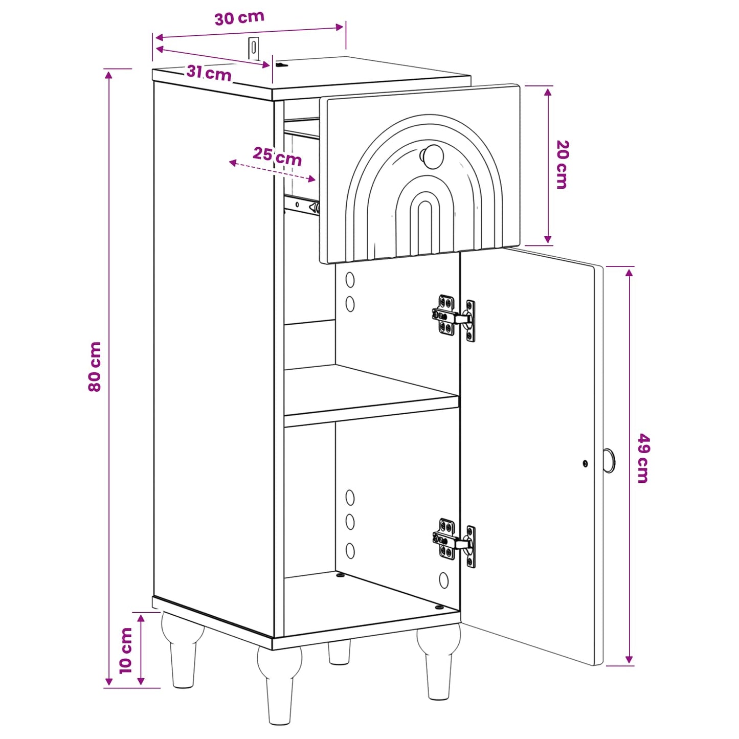 Bathroom Storage Cainet ALKMAAR Grey Sonoma 30 x 31 x 80 cm