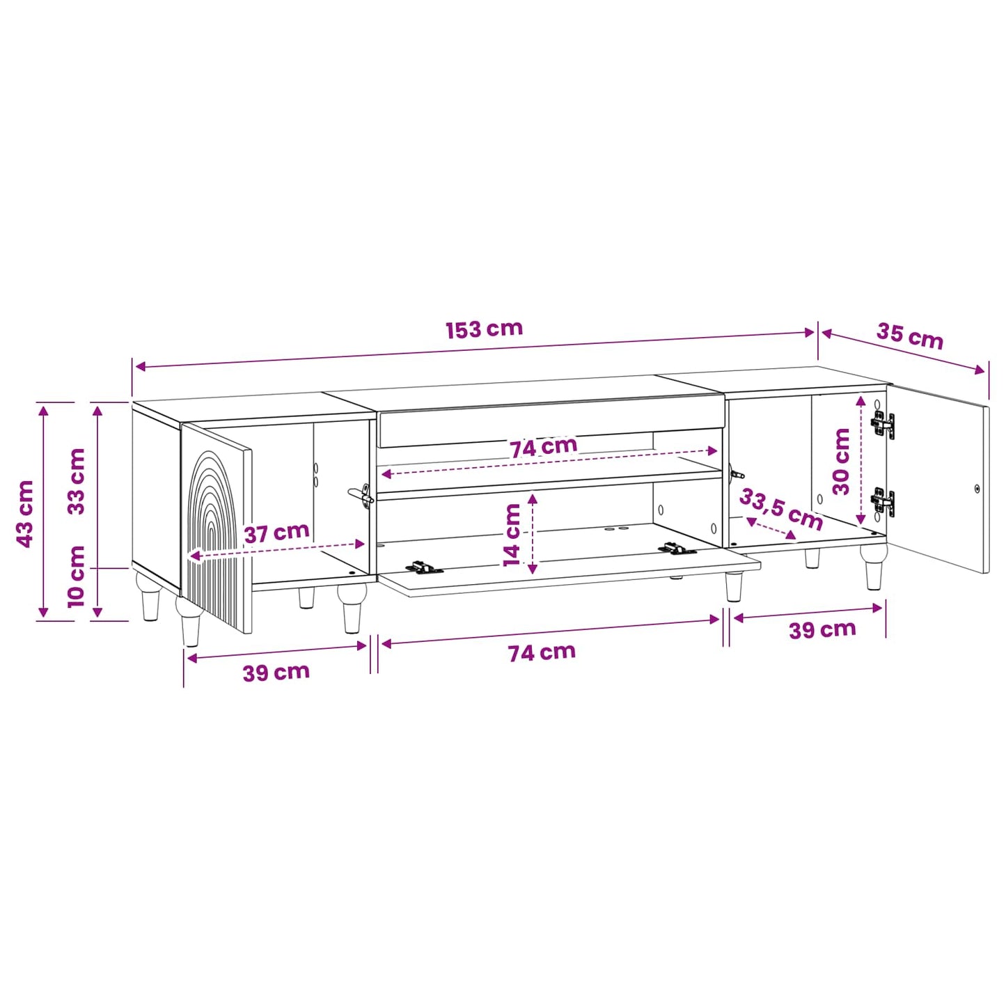 LED TV Cabinet Black Engineered Wood