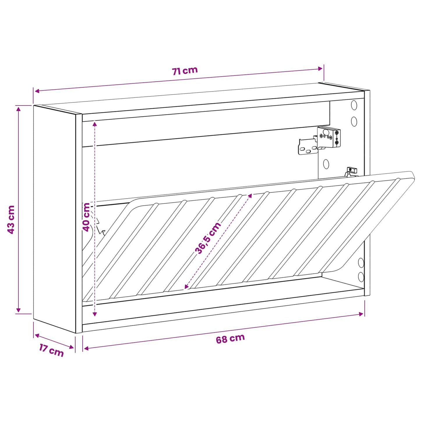 Wall-Mounted Shoe Cabinet ZWOLLE 71 x 17 x 43 cm Concrete Grey