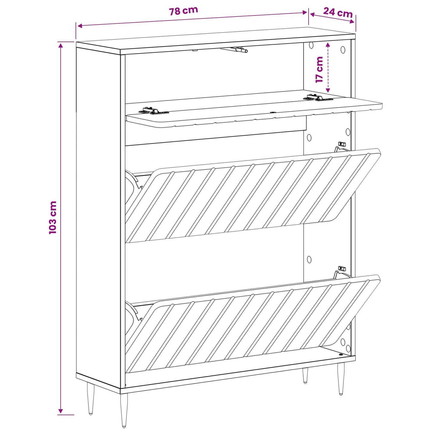 Shoe Cabinet ZWOLLE 78 x 24 x 103 cm Engineered Wood