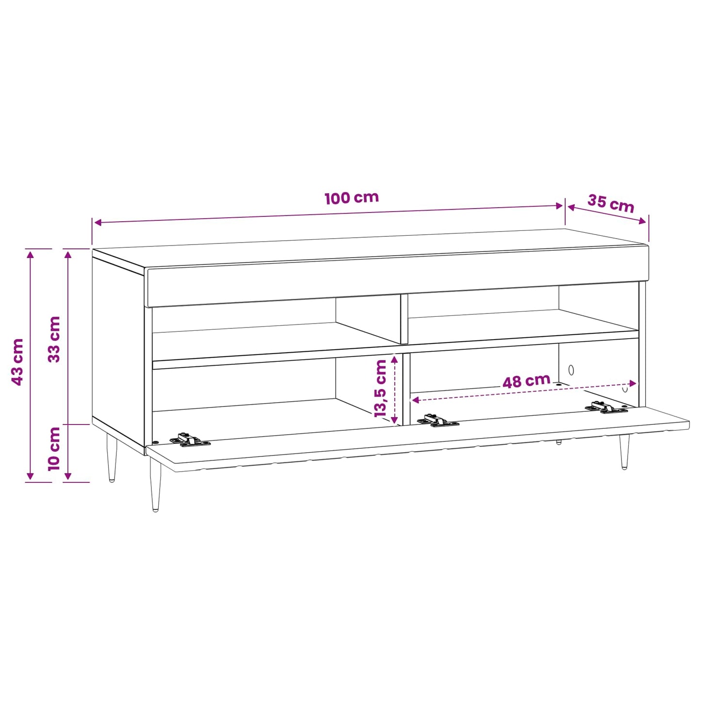 LED TV Cabinet Black Engineered Wood