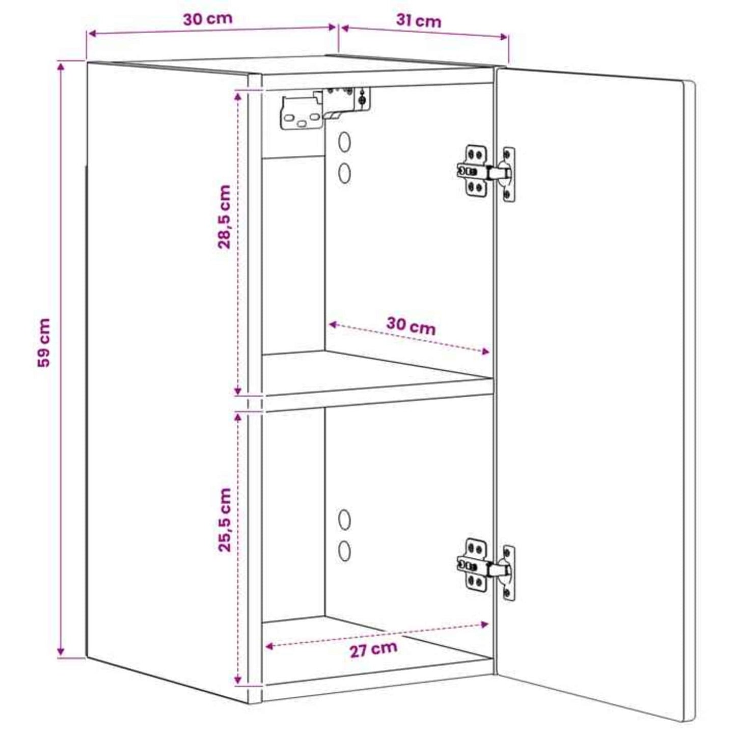 Bathroom Wall Cabinet ARNHEM Sonoma Oak 30 x 31 x 59 cm