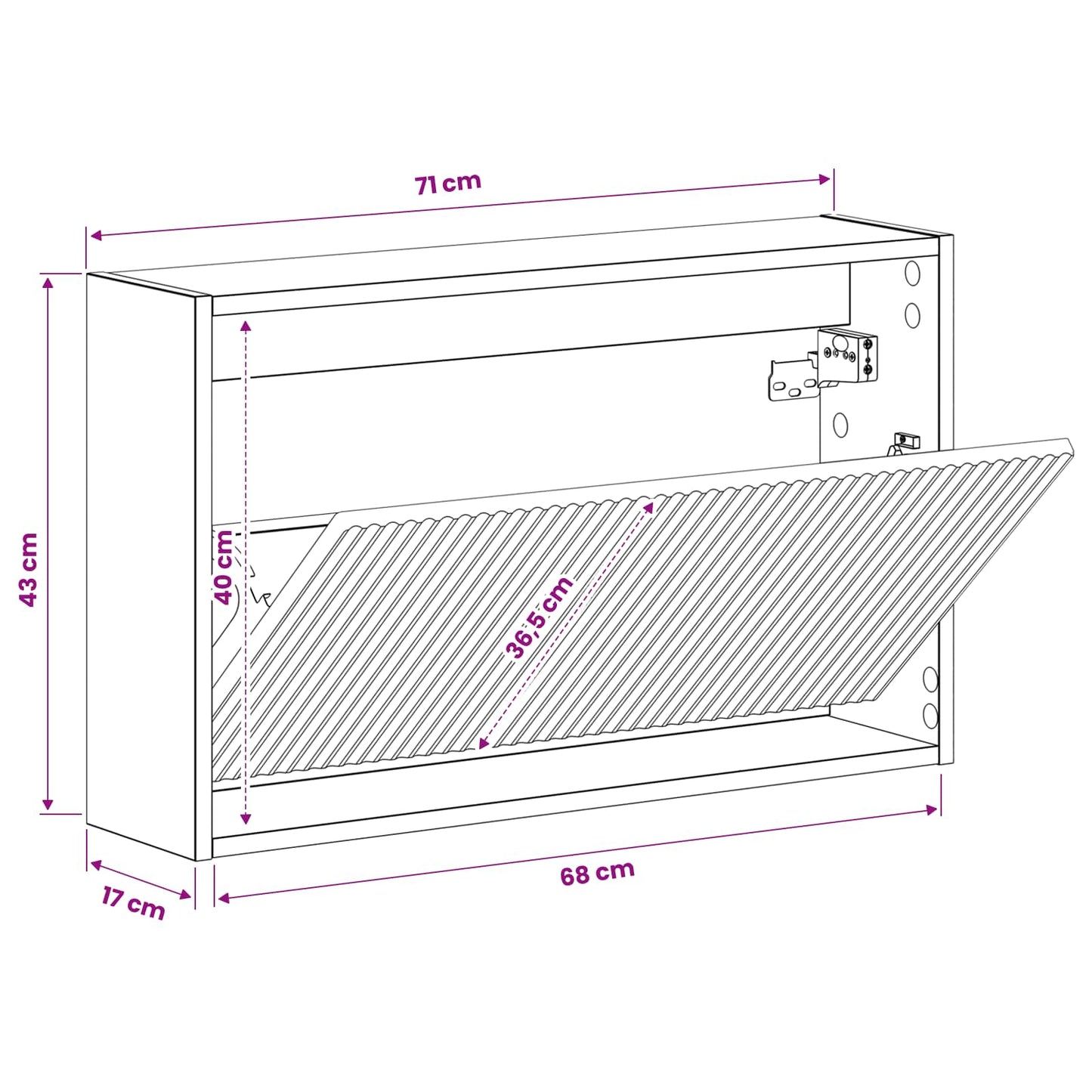 Wall-Mounted Shoe Cabinet ARNHEM 71 x 17 x 43 cm White