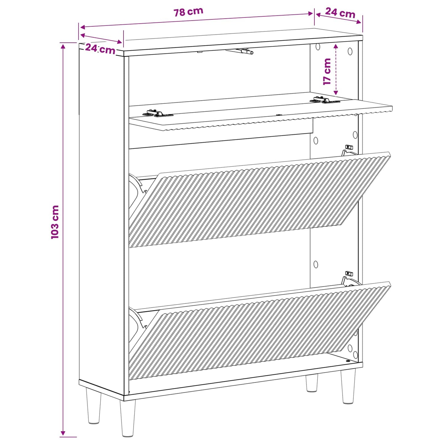 Shoe Cabinet ARNHEM 78 x 24 x 103 cm Engineered Wood