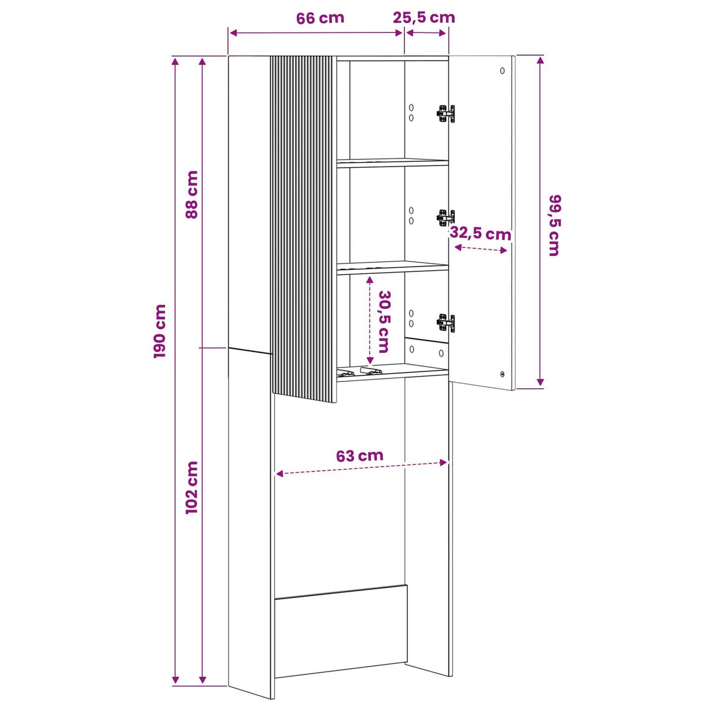 Toilet Cabinet ARNHEM Sonoma Oak 66 x 25.5 x 190 cm