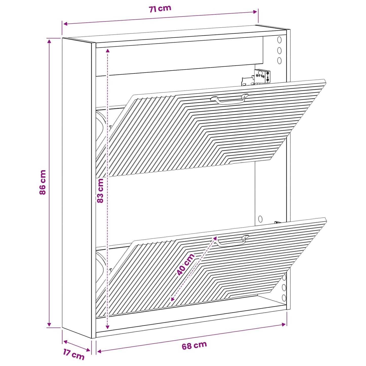 Wall-Mounted Shoe Cabinet HAARLEM 71 x 17 x 86 cm Grey Sonoma