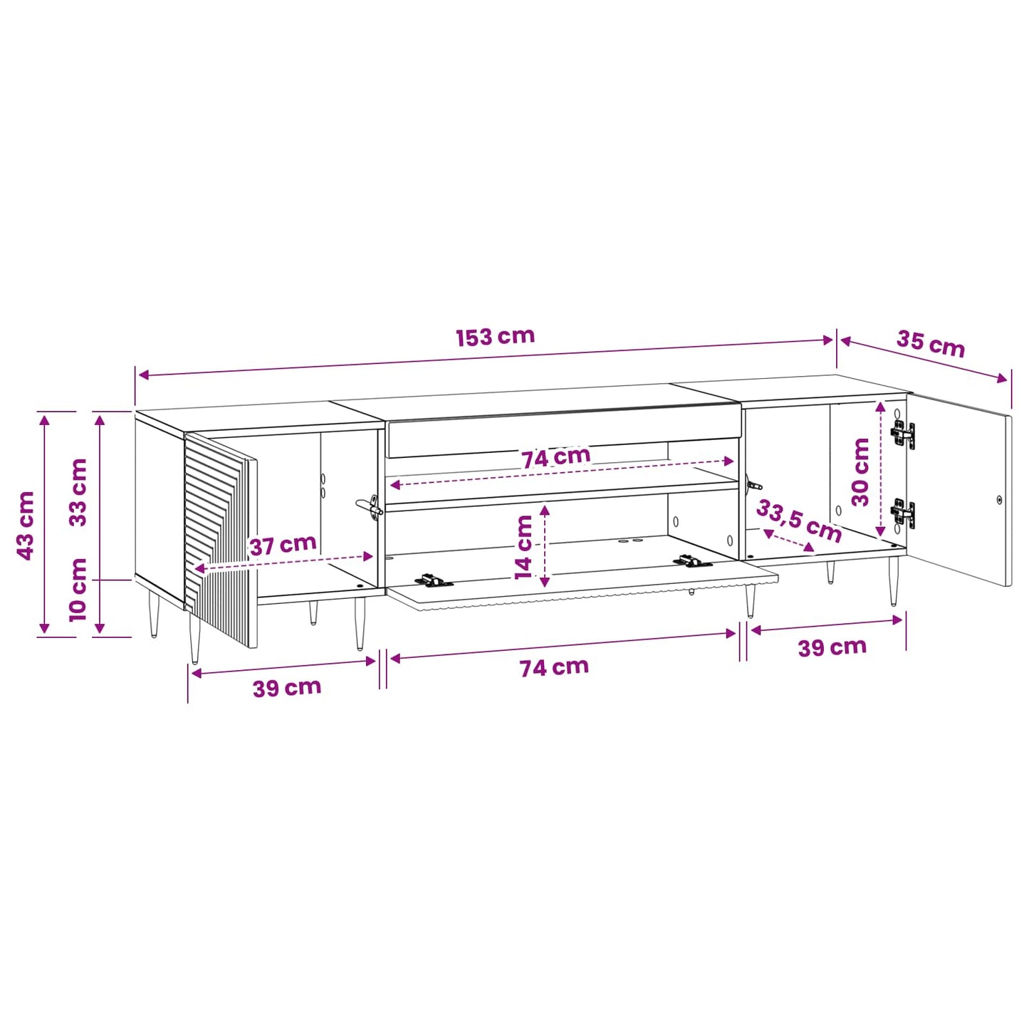 LED TV Cabinet Black Engineered Wood