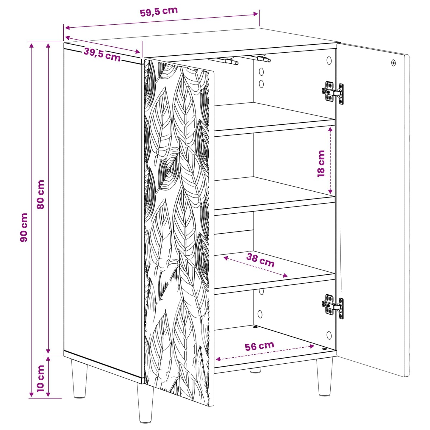 Shoe Cabinet DELFT 59.5 x 39.5 x 90 cm Engineered Wood