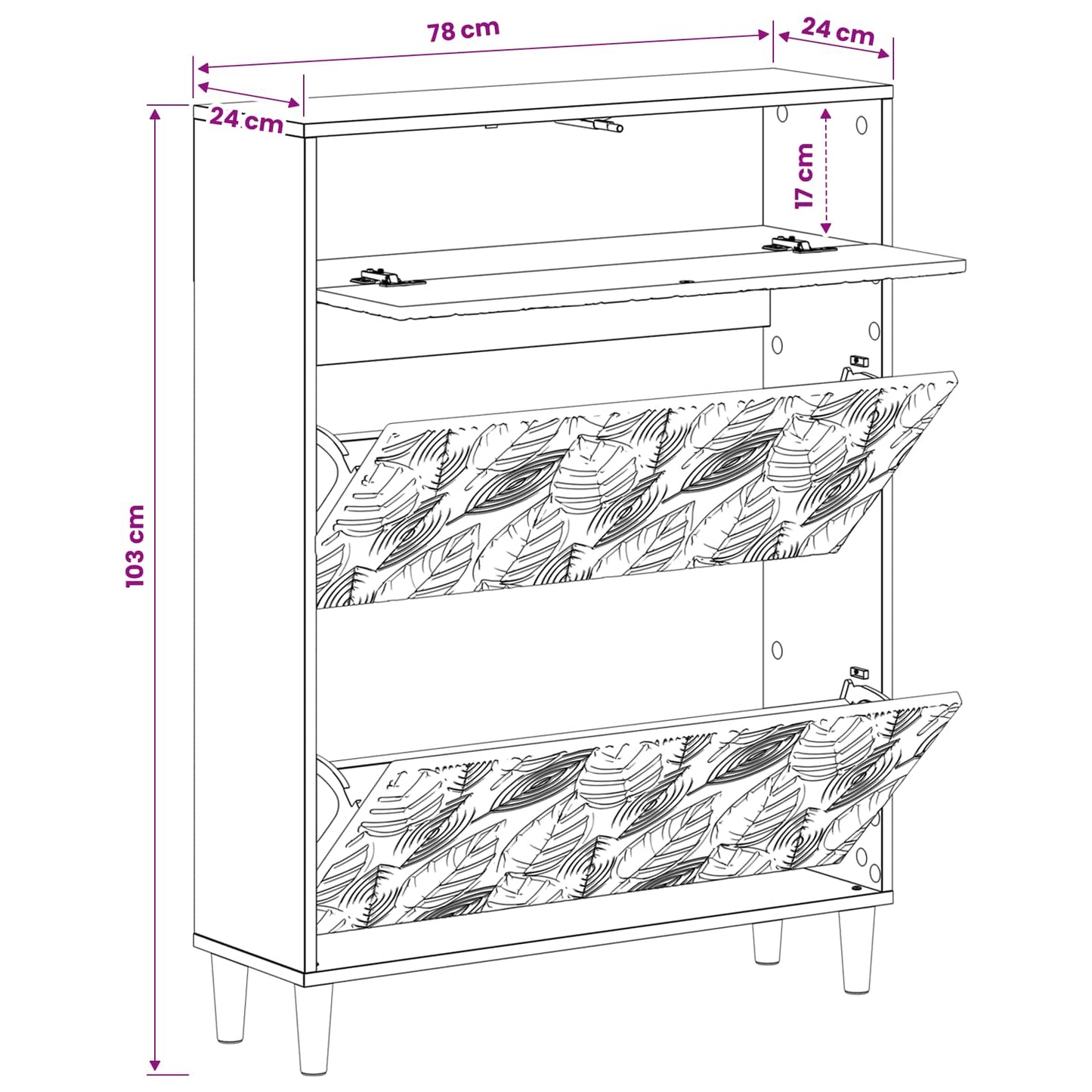 Shoe Cabinet DELFT 78 x 24 x 103 cm Engineered Wood