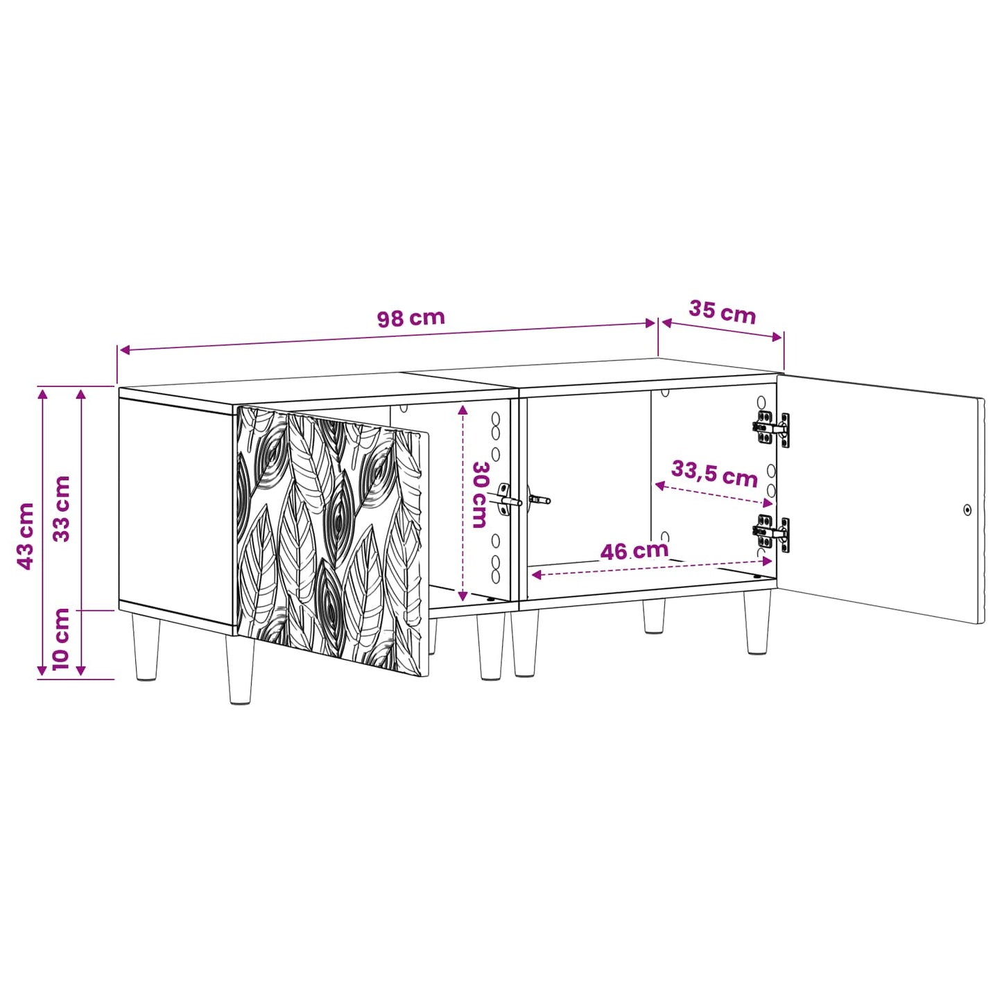 TV Cabinet Black Engineered Wood