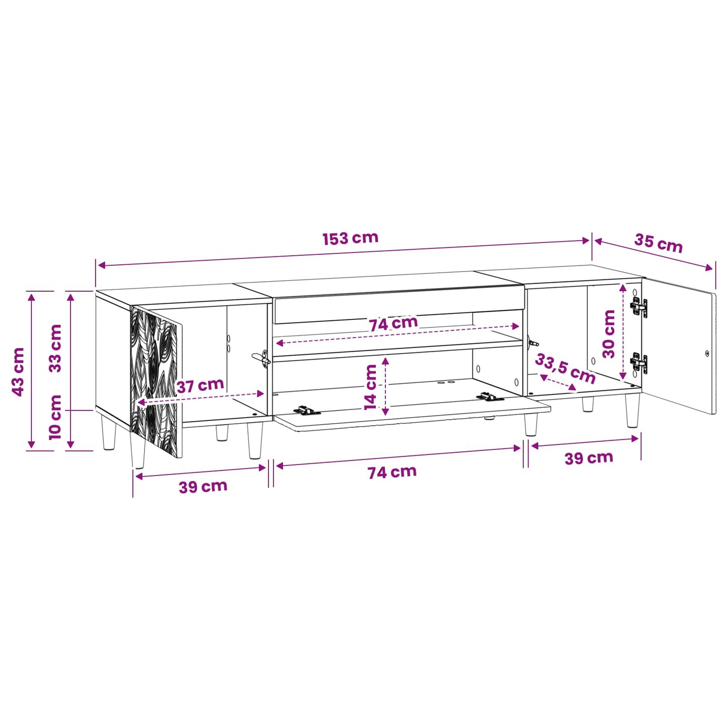 LED TV Cabinet Artisan Oak Engineered Wood