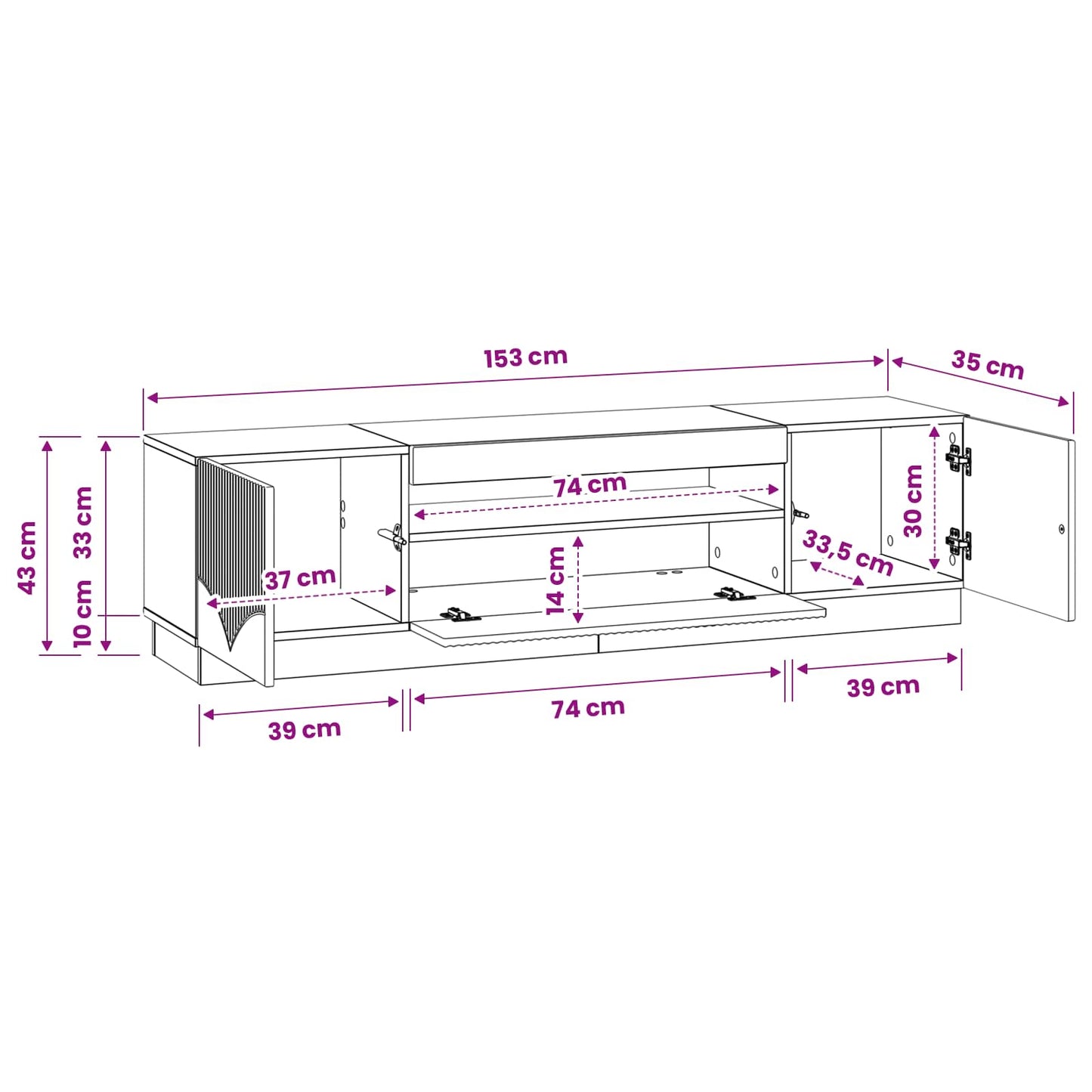 LED TV Cabinet Concrete Grey Engineered Wood