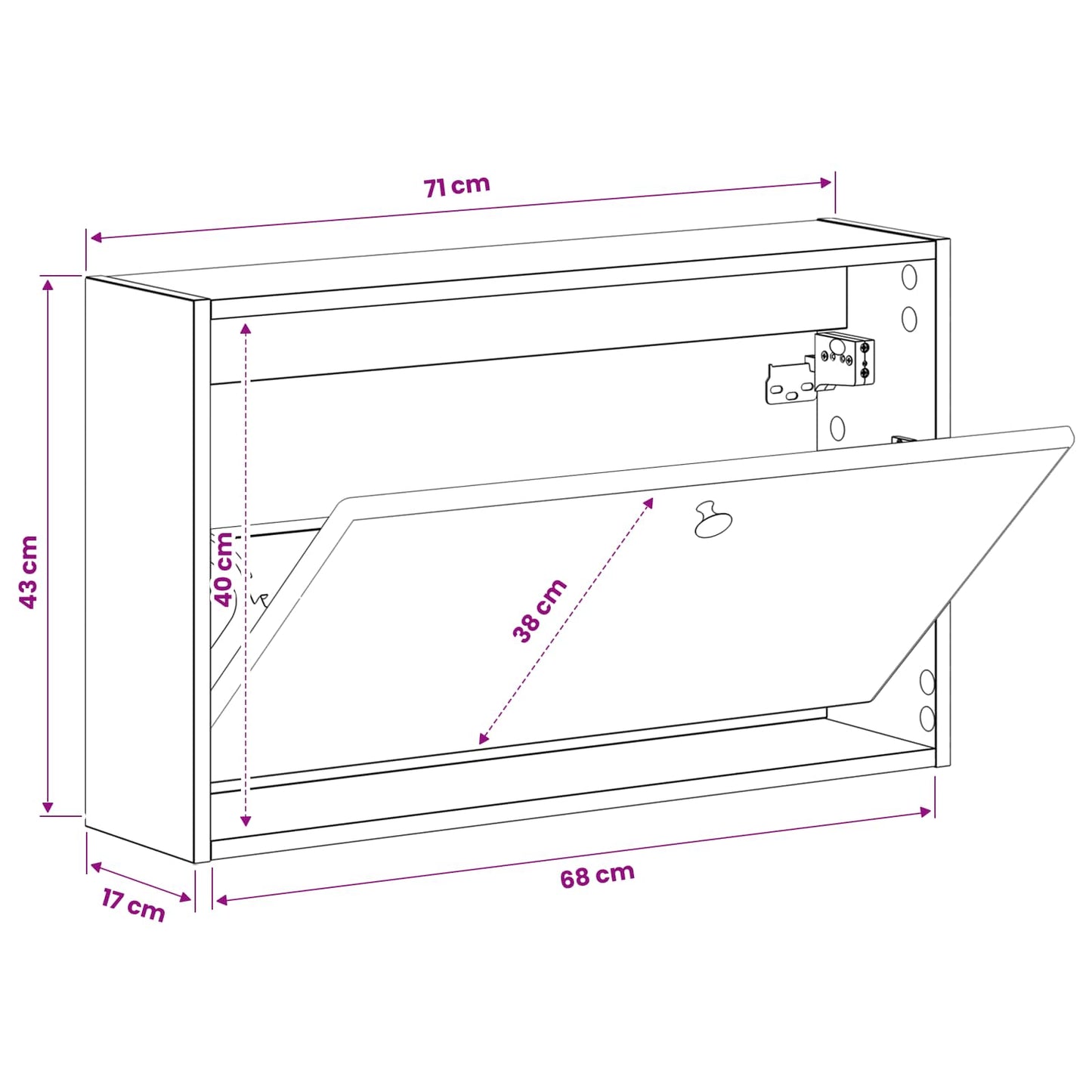 Wall-Mounted Shoe Cabinet BREDA 71 x 17 x 43 cm Engineered Wood