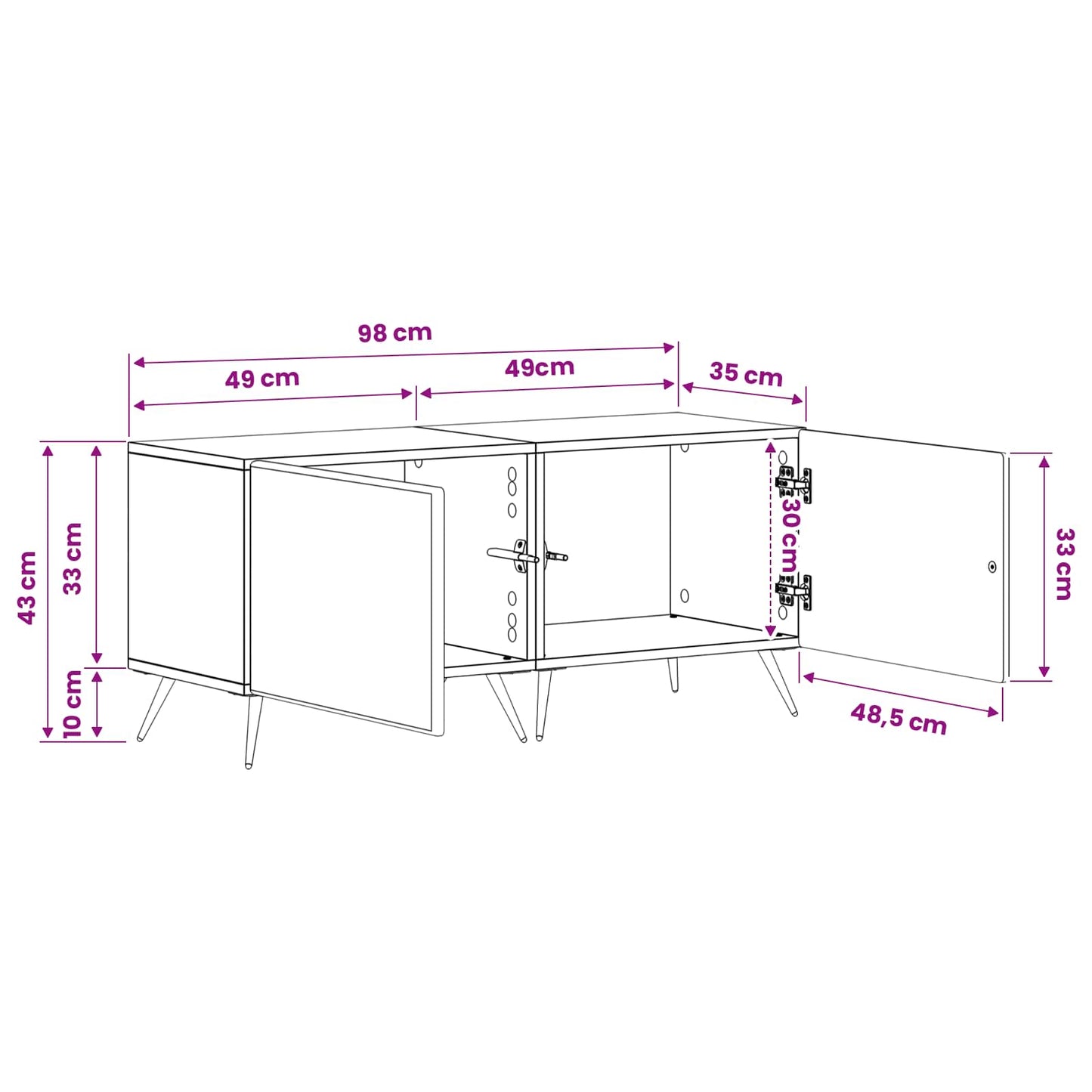 TV Cabinet White Engineered Wood
