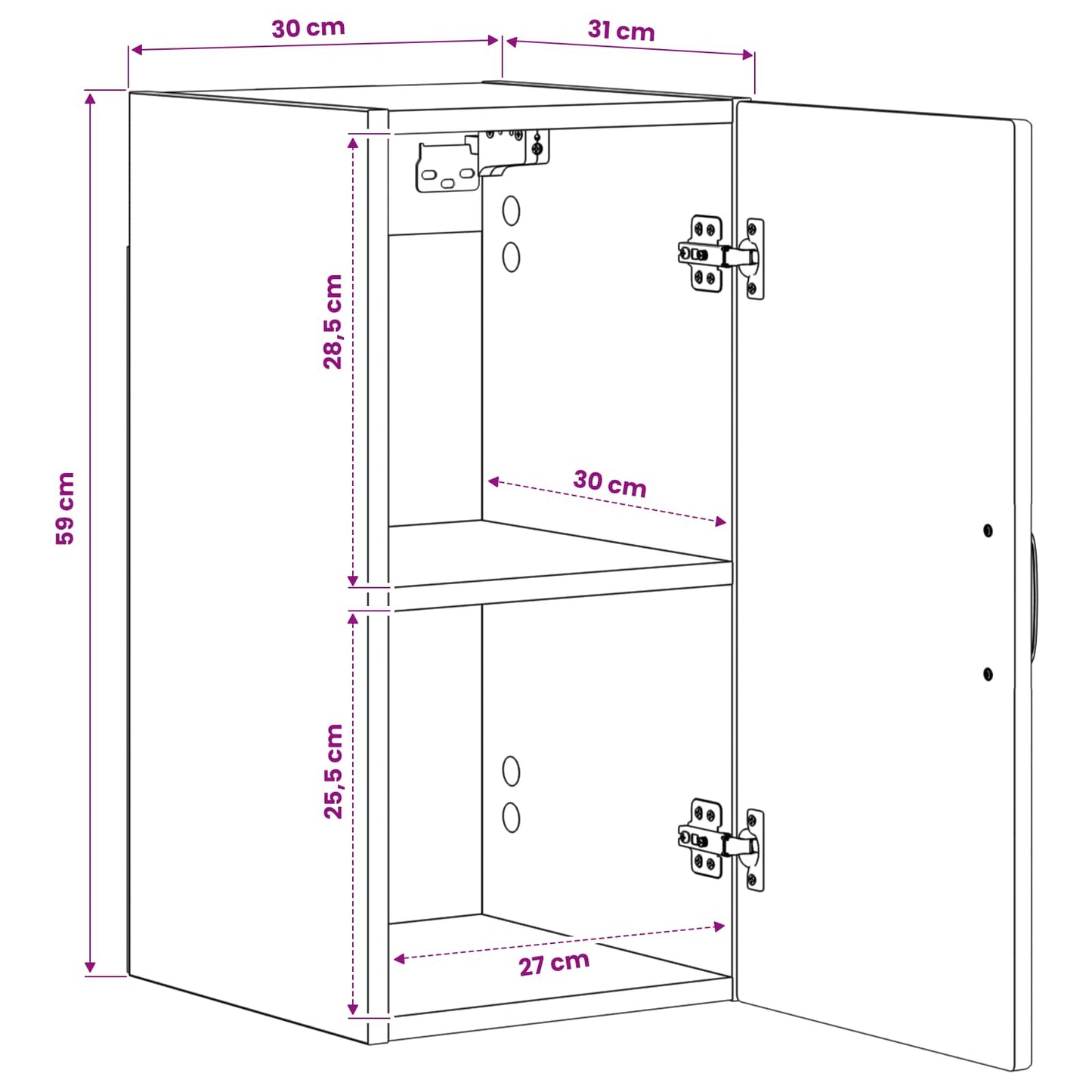 Bathroom Wall Cabinet UTRECHT Artisan Oak 30 x 31 x 59 cm