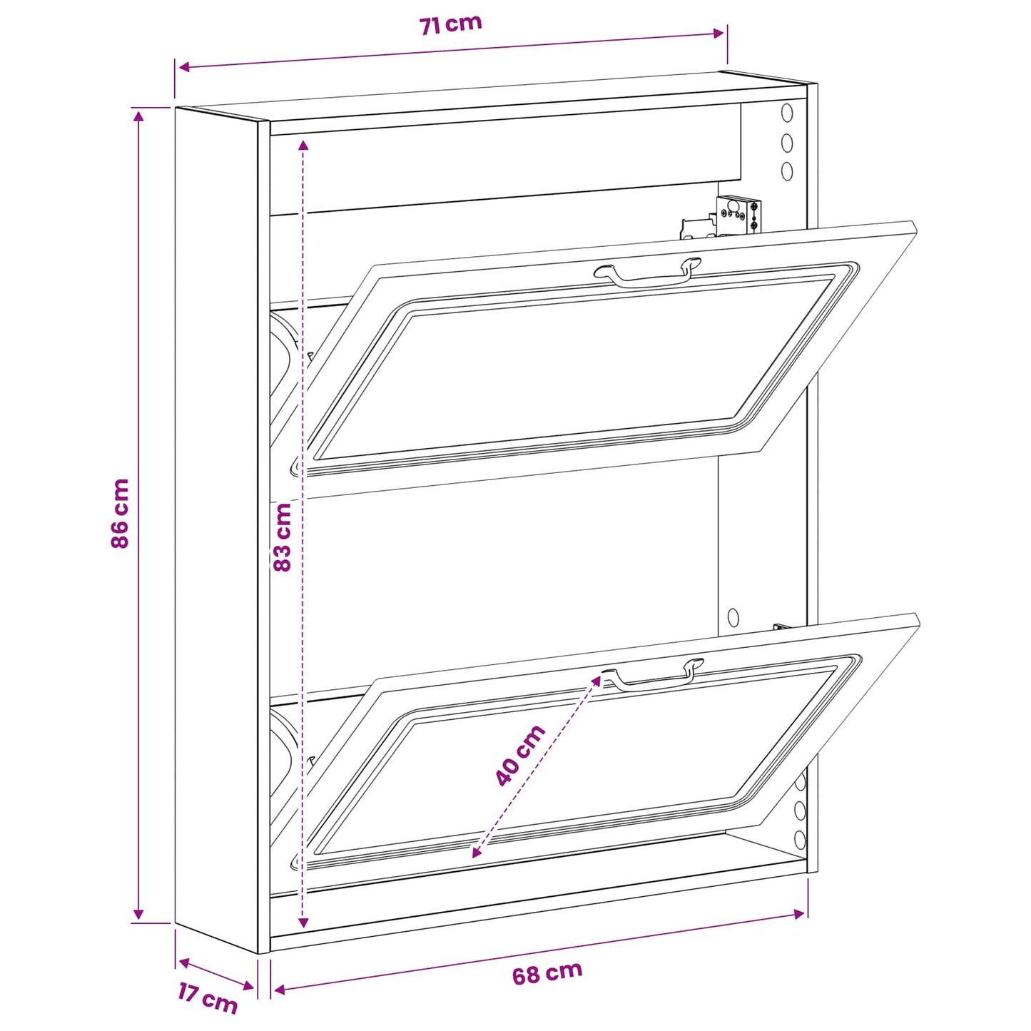Wall-Mounted Shoe Cabinet UTRECHT 71 x 17 x 86 cm Black