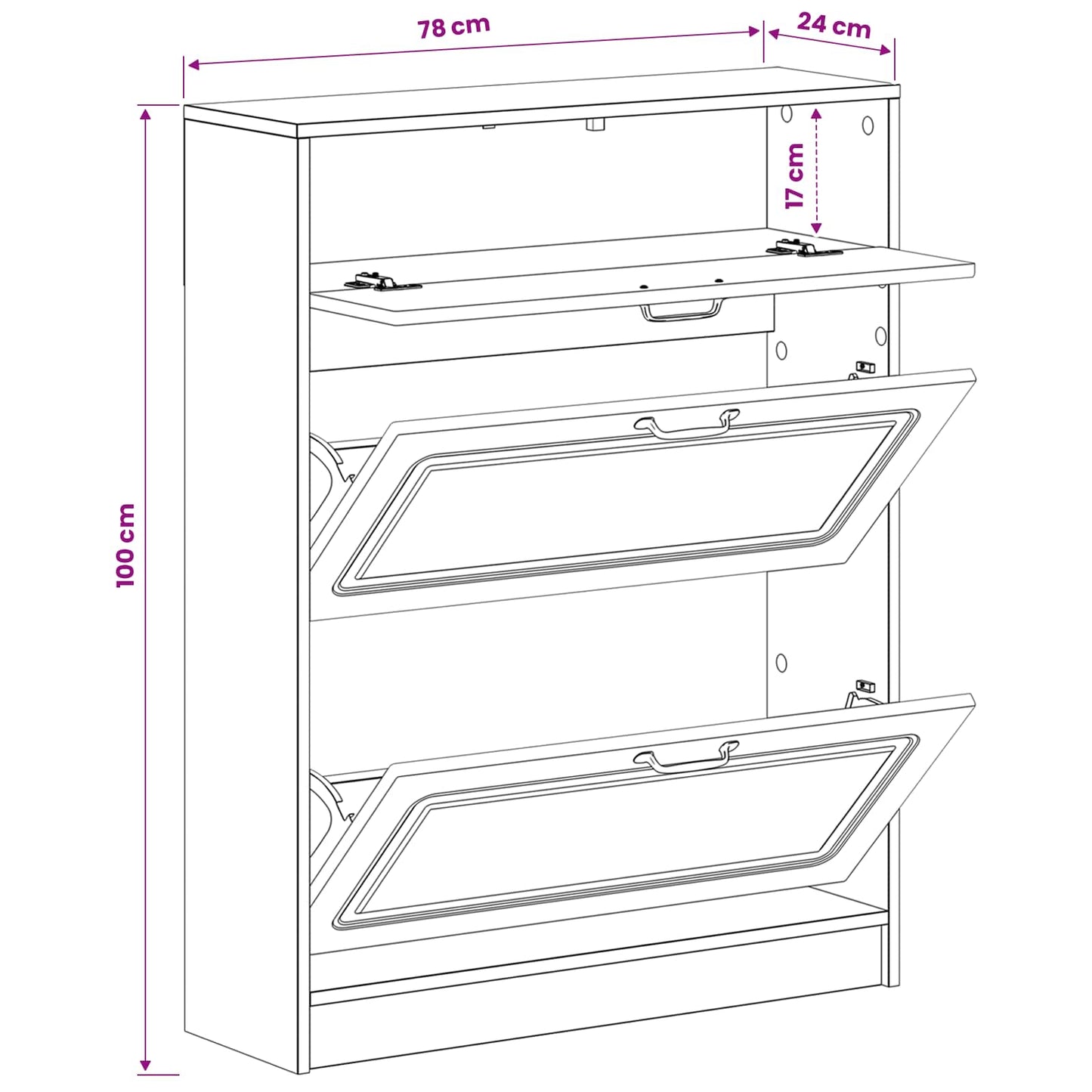 Shoe Cabinet UTRECHT 78 x 24 x 100 cm Engineered Wood