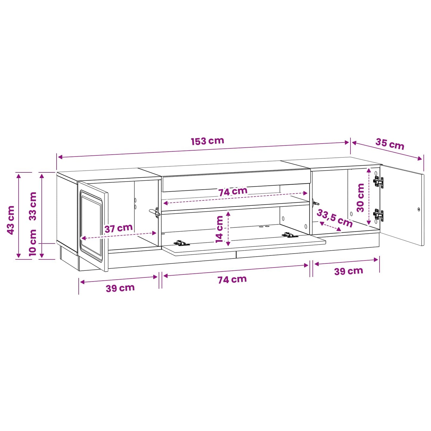 LED TV Cabinet Grey Sonoma Engineered Wood