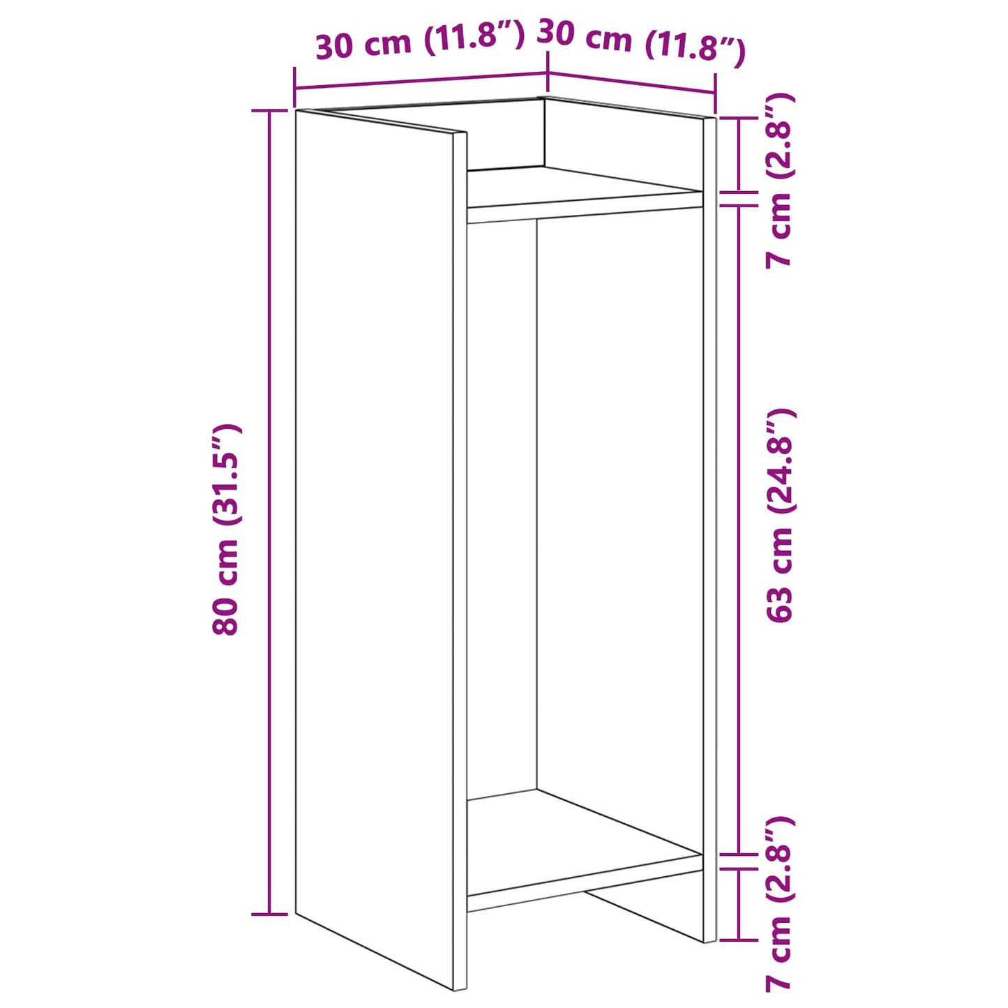 Plant Stand White 30 x 30 x 80 cm Engineered Wood