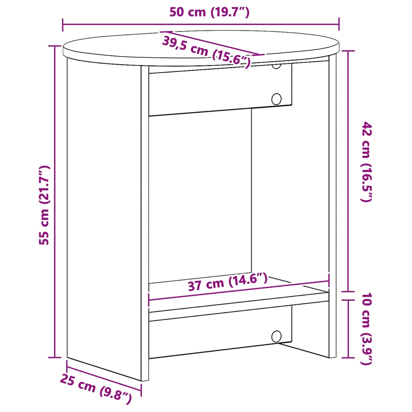 Side Table Grey Sonoma 50 x 39,5 x 55 cm Engineered Wood
