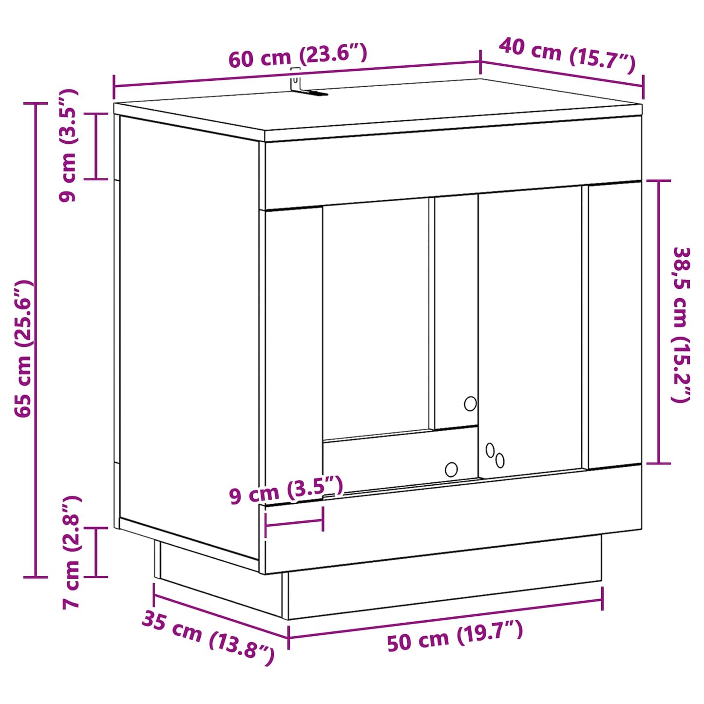 Side Table Concrete Grey 60 x 40 x 65 cm Engineered Wood