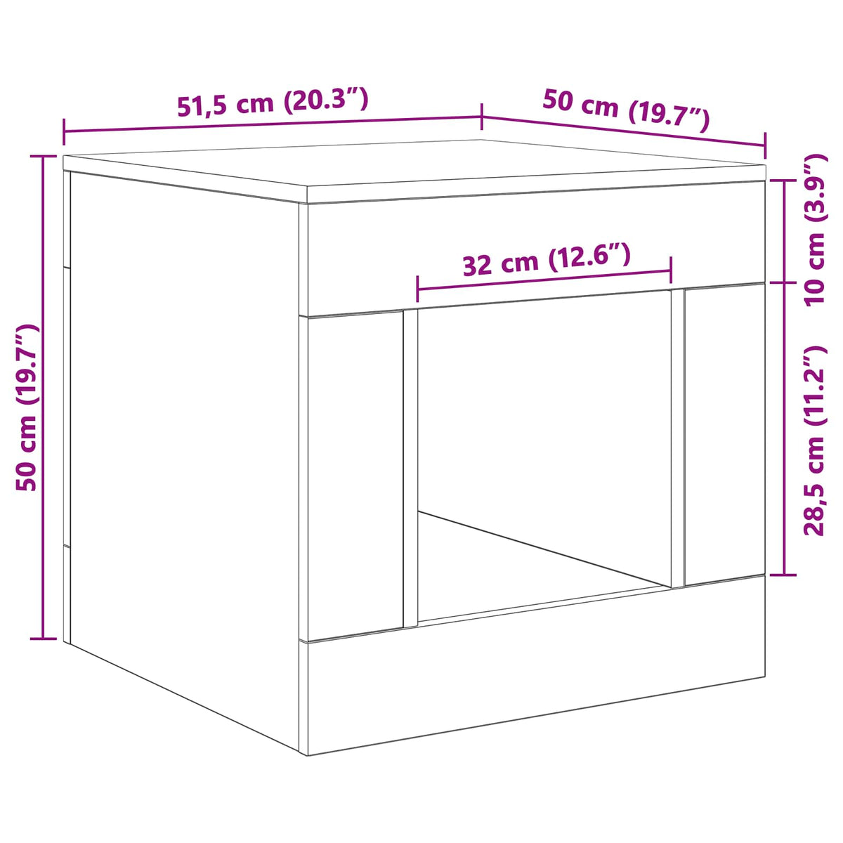 Coffee Table Black Oak 51.5 x 50 x 50 cm Engineered Wood
