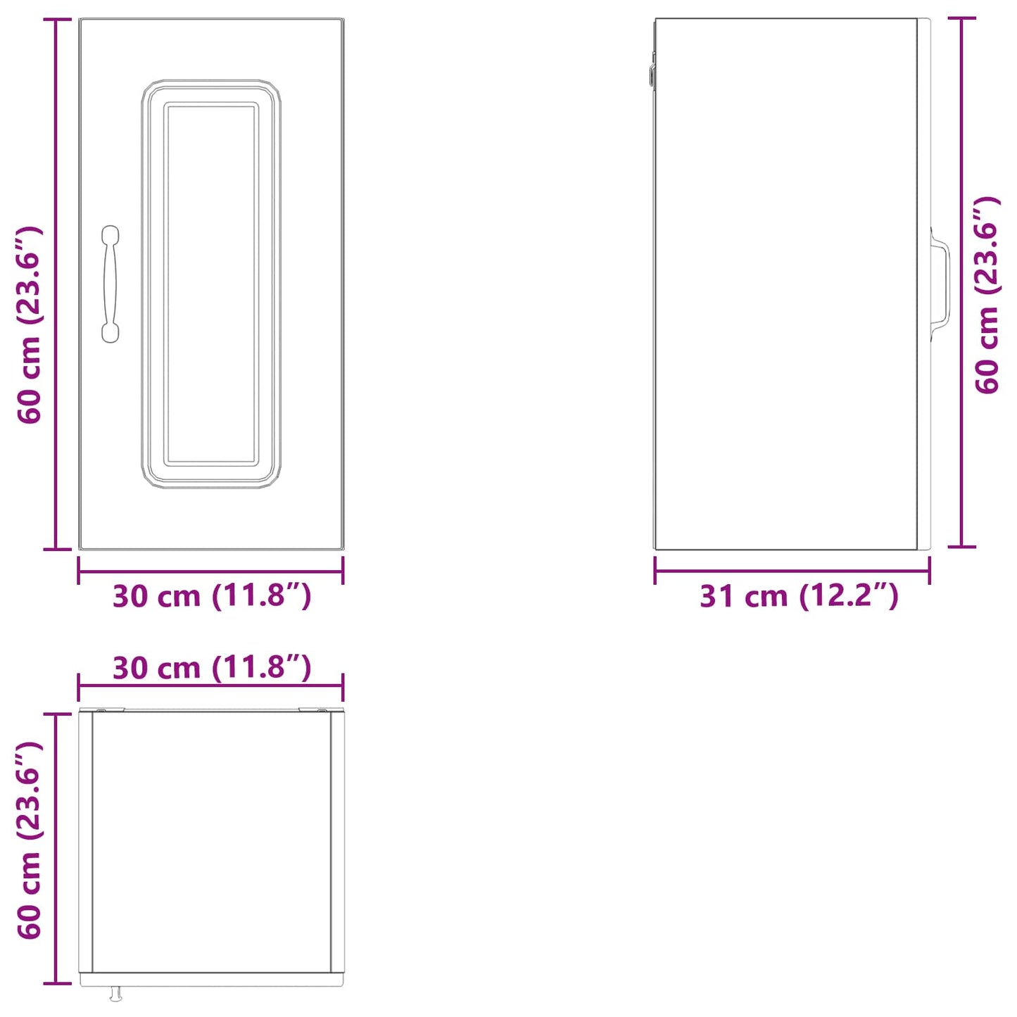 Dishwasher Panel Kalmar Black Oak 30 x 31 x 60 cm