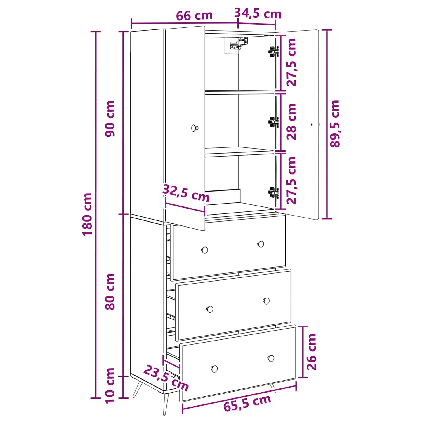 Cabinet Set 2 pcs 66 x 34.5 x 90 cm Engineered Wood Smoked Oak
