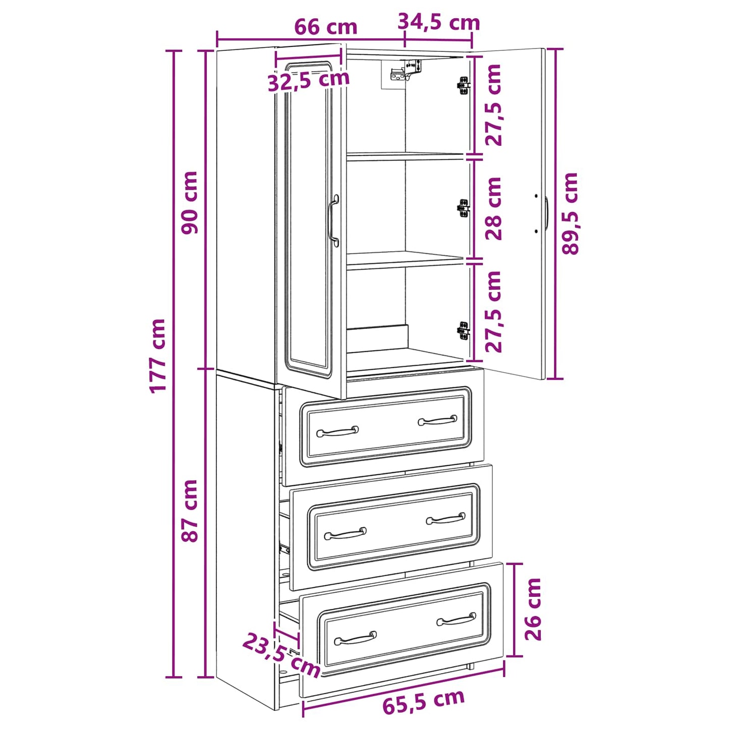 Cabinet Set 2 pcs 66 x 34.5 x 87 cm Engineered Wood Smoked Oak