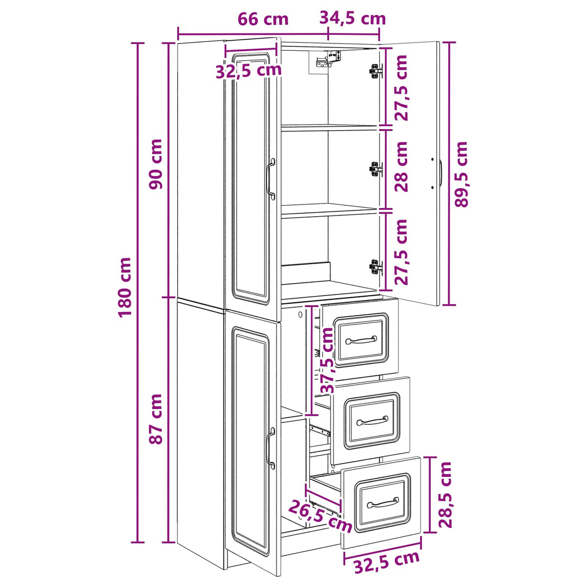Cabinet Set 2 pcs Smoked Oak 66 x 34.5 x 87 cm Engineered Wood