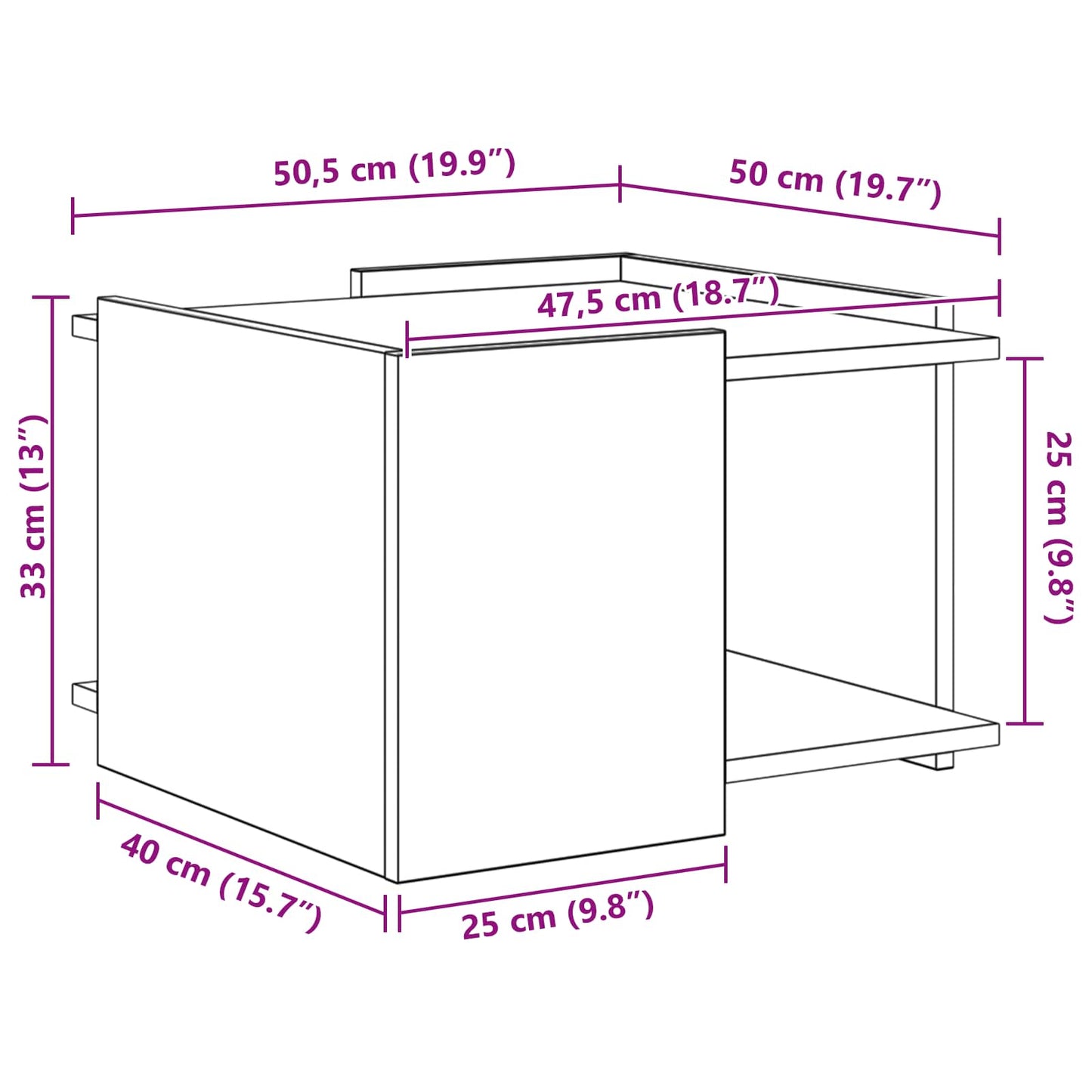 Coffee Table Smoked Oak 50.5 x 50 x 33 cm Engineered Wood