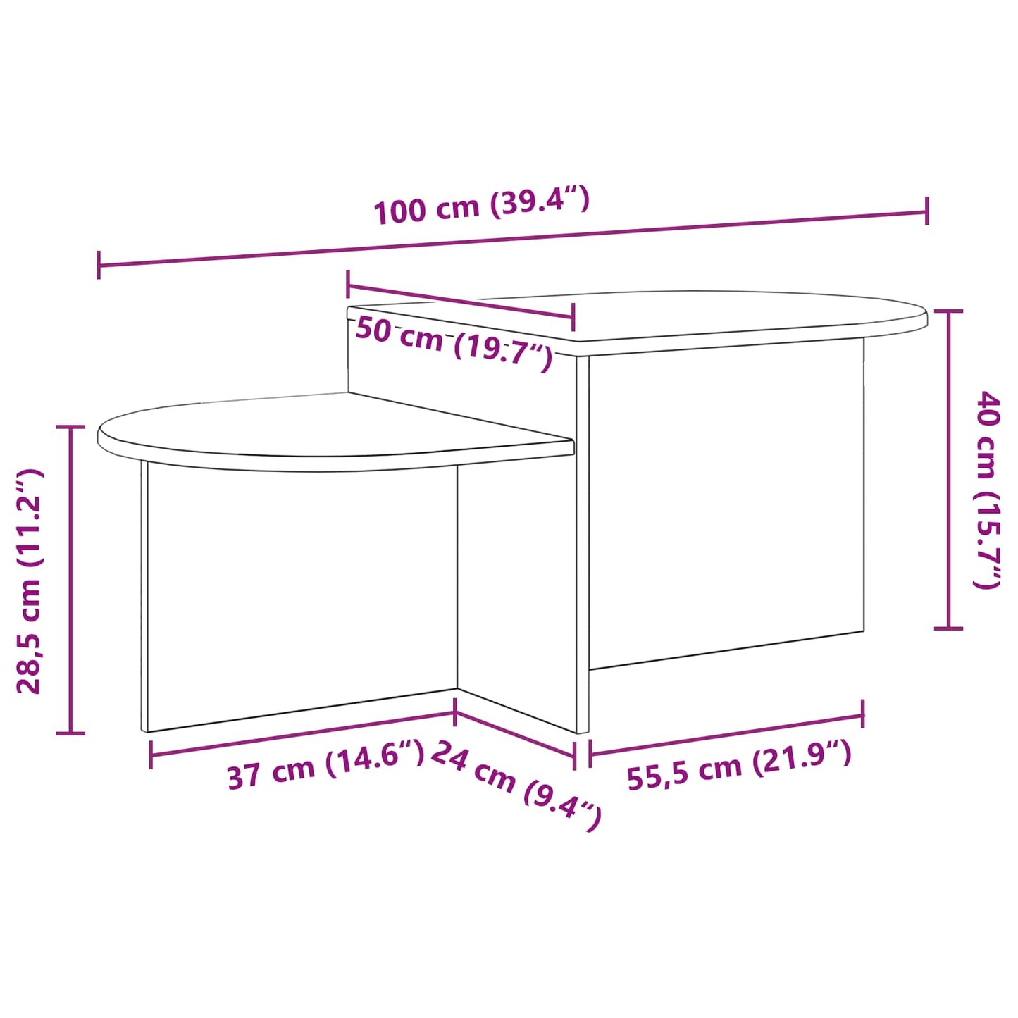 Coffee Table Concrete Grey 100 x 50 x 40 cm Engineered Wood