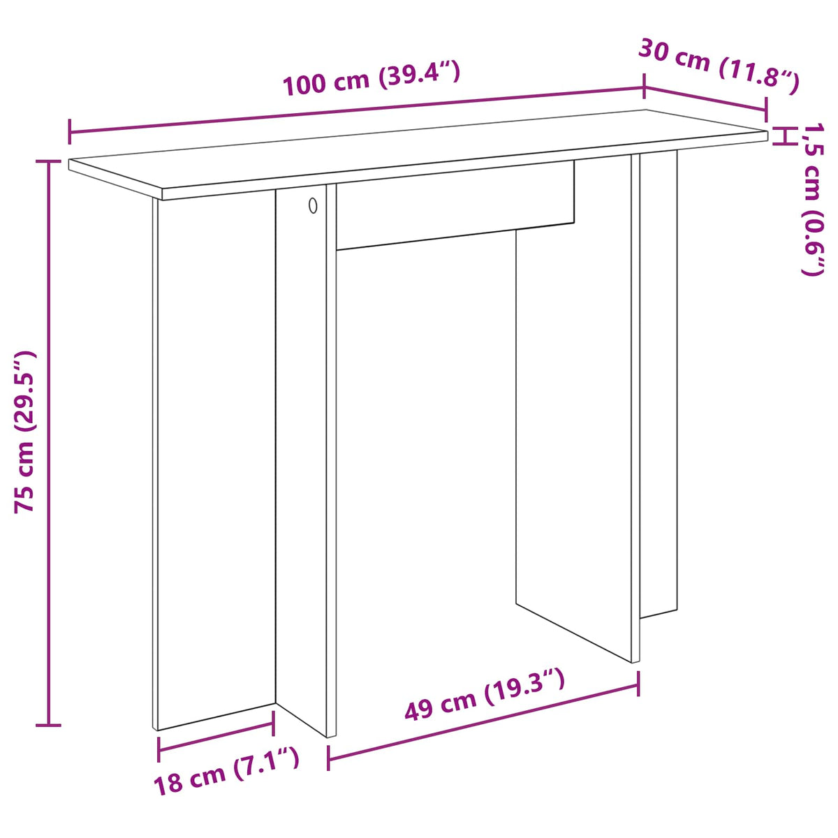 Console Table Concrete Grey 100 x 30 x 75 cm Engineered Wood