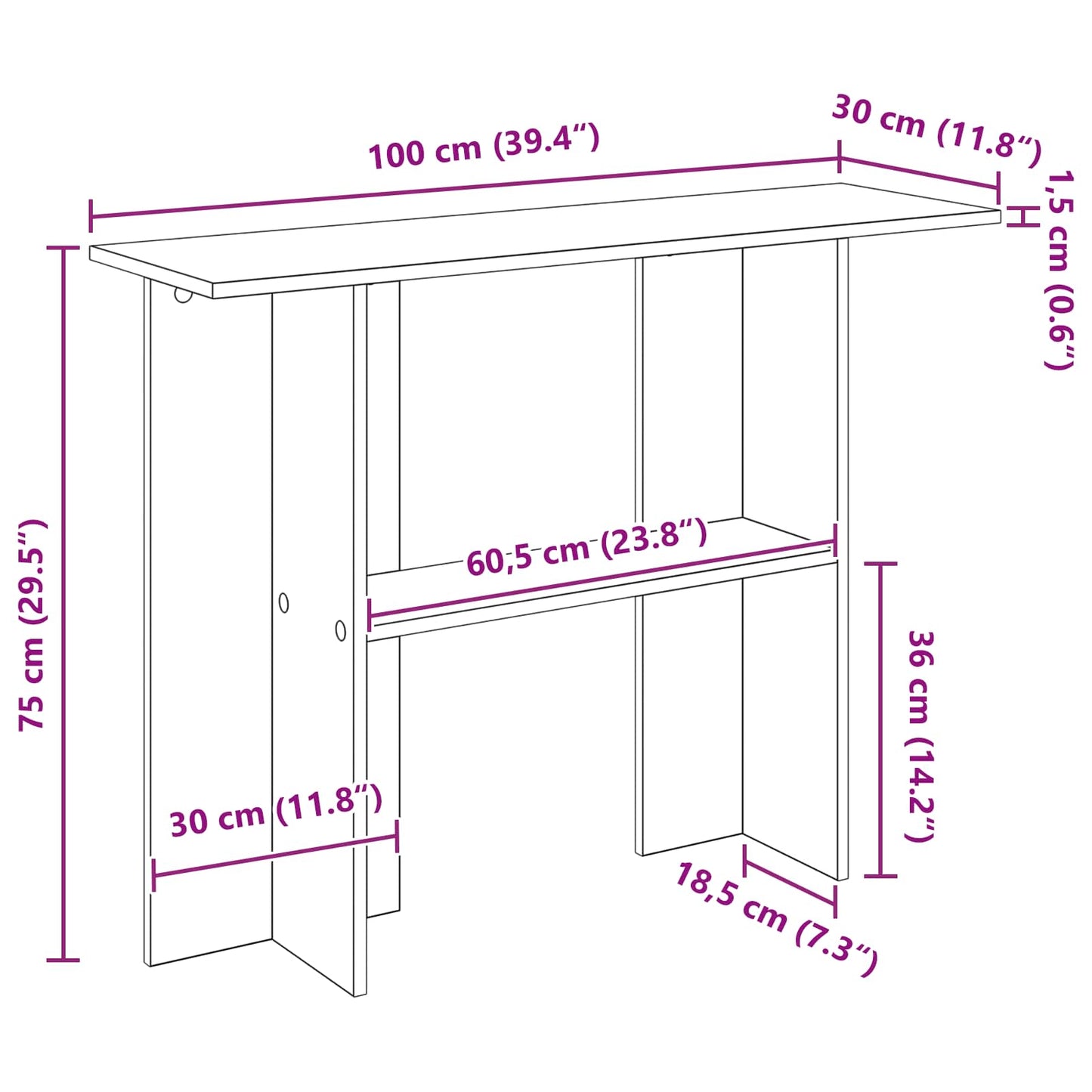 Console Table Concrete Grey 100 x 30 x 75 cm Engineered Wood