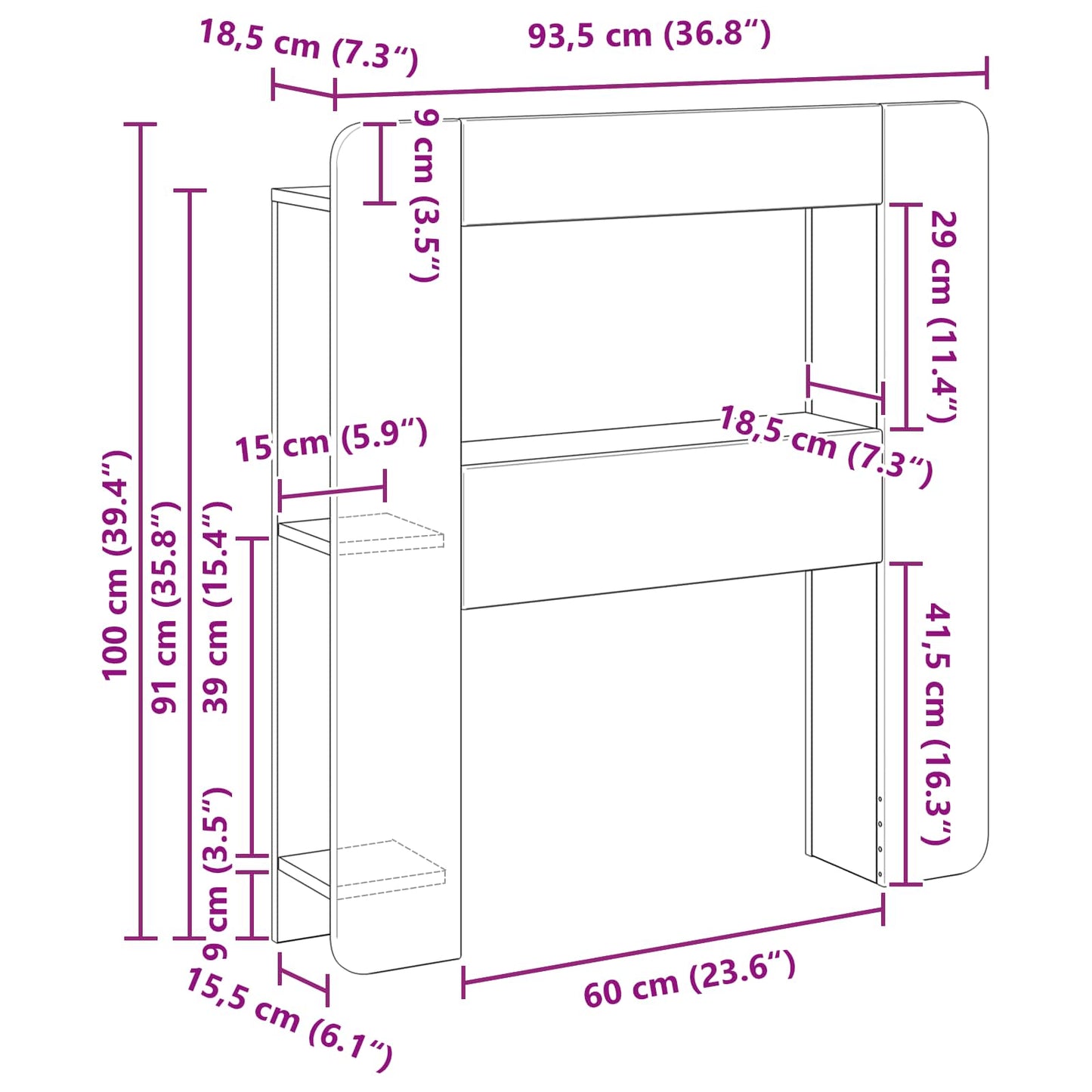 Headboard Cabinet with Storage Black Engineered Wood