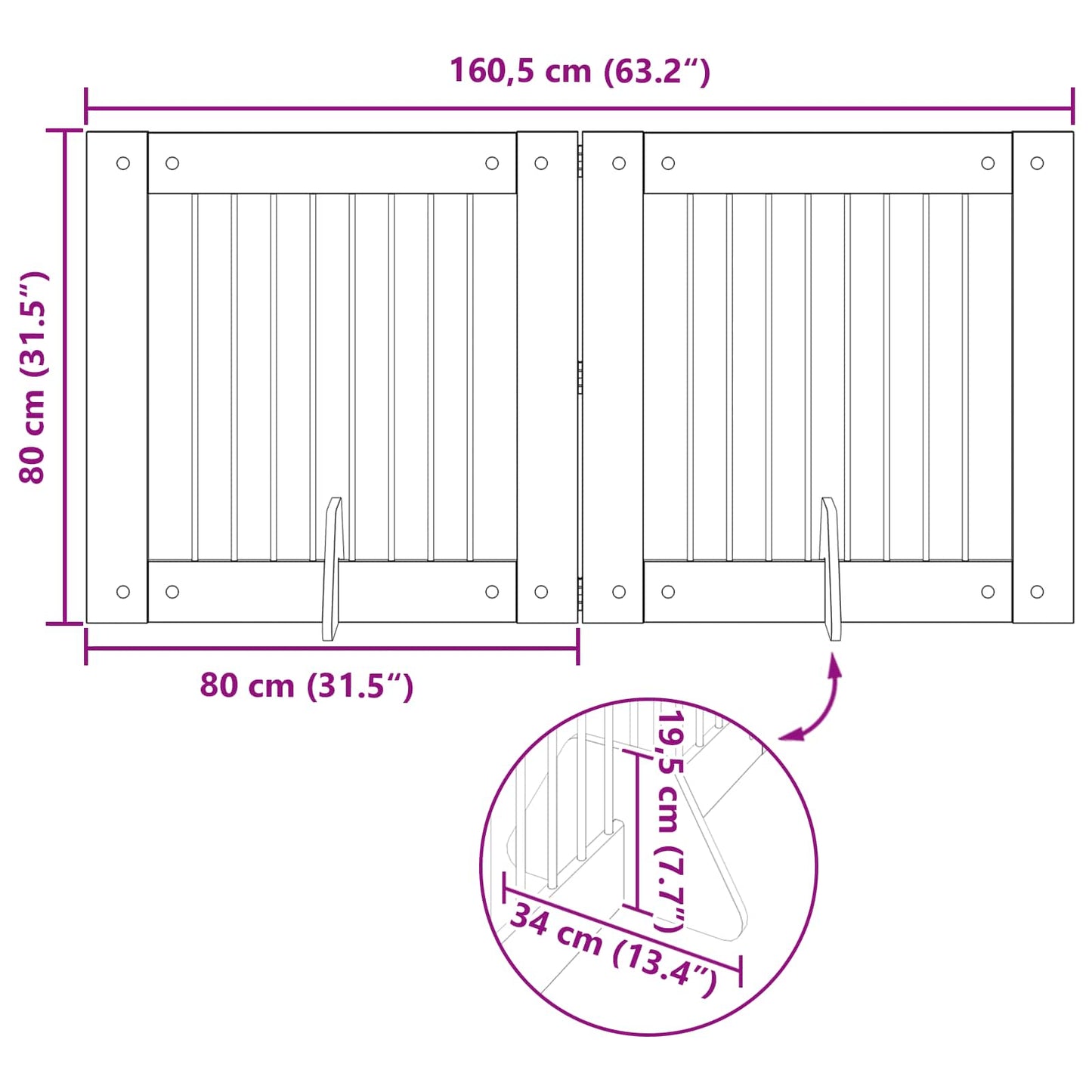 Foldable Dog Gate with Stands 2 pcs Artisan Oak 160.5 cm