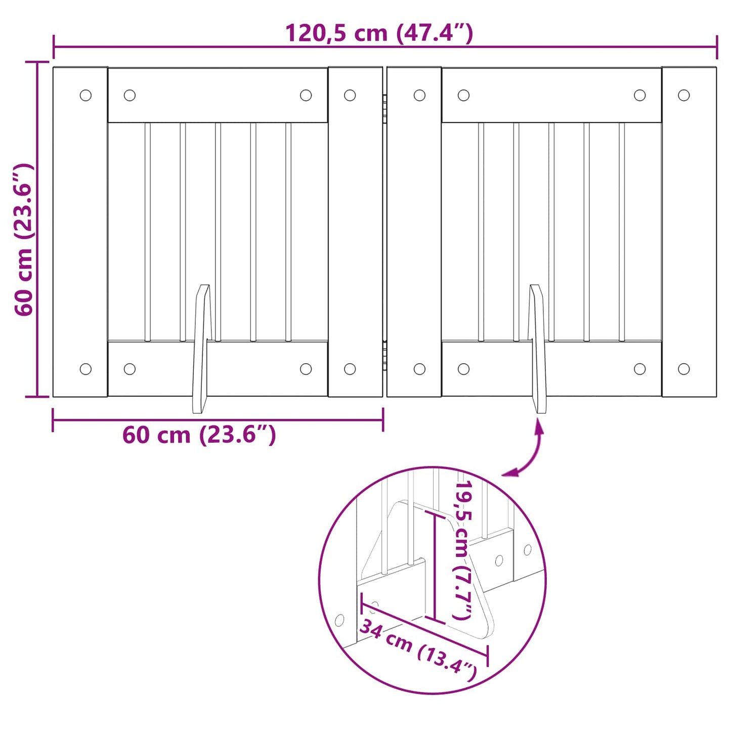 Foldable Dog Gate with Stands 2 pcs Grey Sonoma 120.5 cm